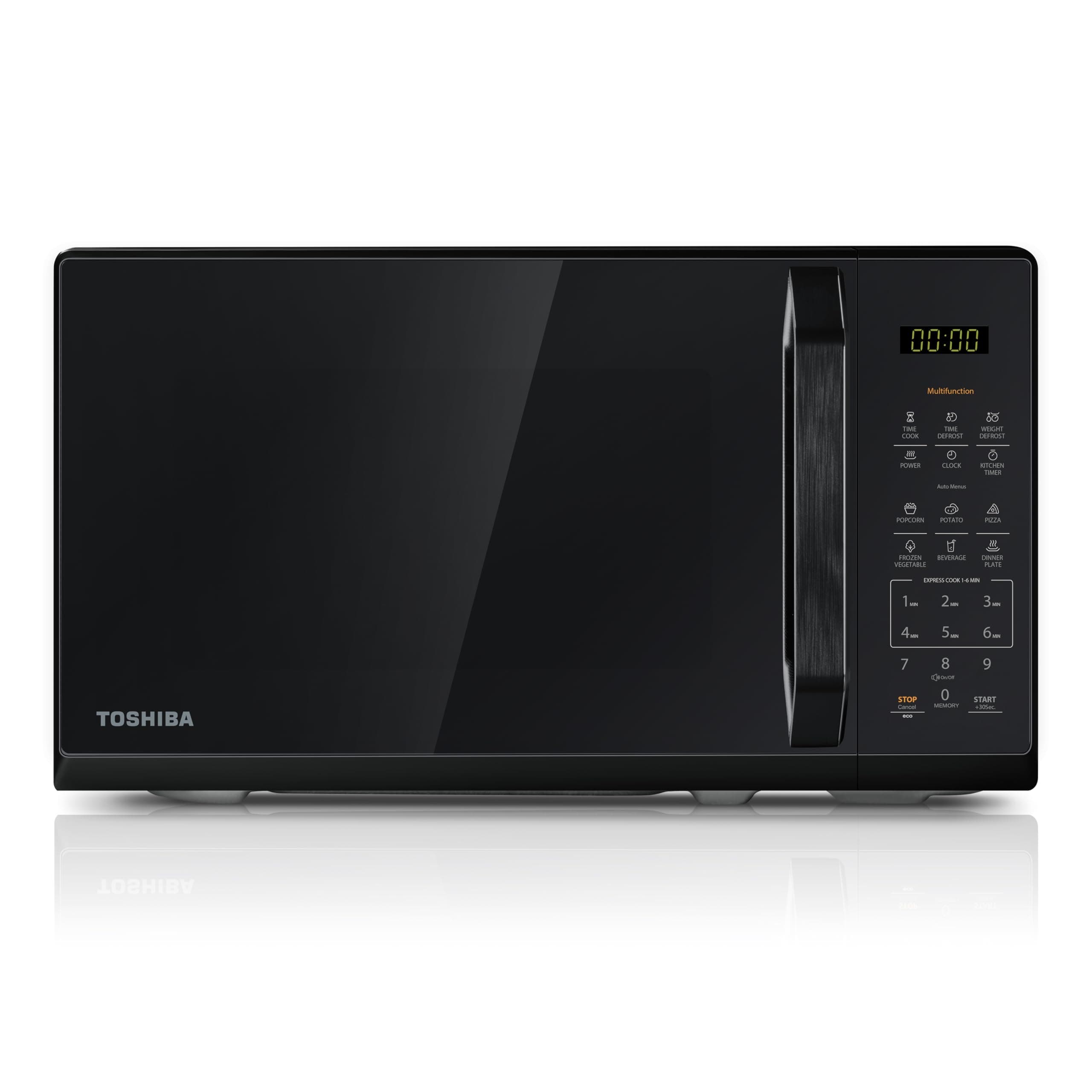 Toshiba Micro-ondes 20L MW3-EM20PE(BM), Micro-ondes sur Pied, 800W,6 Menus Automatiques, avec Éclairage LED Brillant, Noir