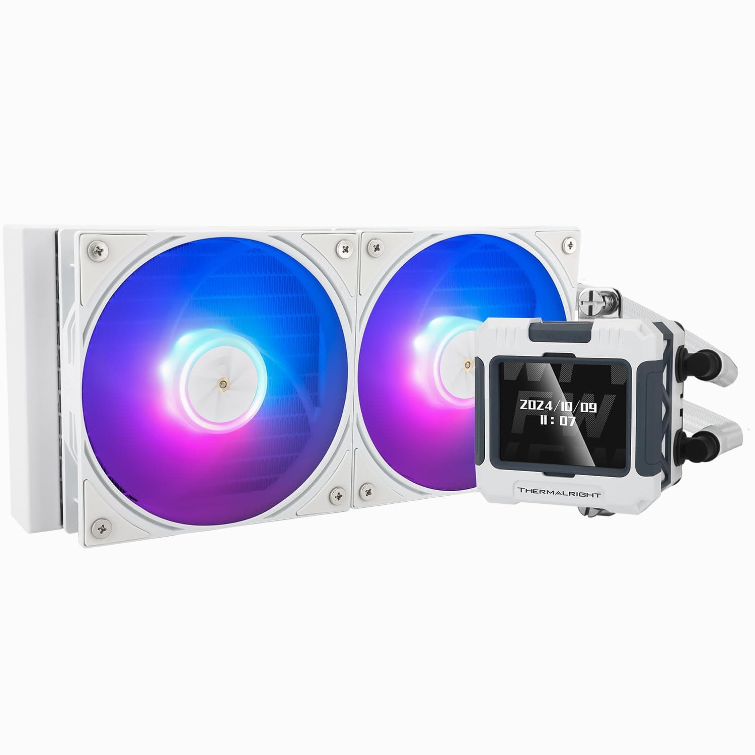 TR FW 240 Blanco ARGB Enfriador de agua para CPU, Sistema de refrigeración por agua con dobles ventiladores PWM, Pantalla LCD IPS con resolución de 320 x 240, para AMD / AM4 / AM5 e Intel LGA1700