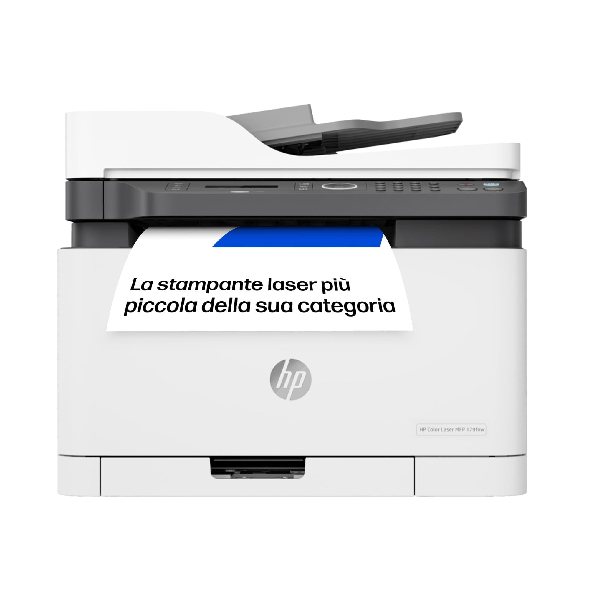 HP Color Laser MFP 179fnw 4ZB97A, Stampante Multifunzione A4 a colori, Stampa, Copia, Scansiona, ADF, Fax, Wi-Fi, Wi-Fi Direct, Ethernet, HP Smart, USB 2.0, 18 ppm in b/n, 4 ppm, Bianca