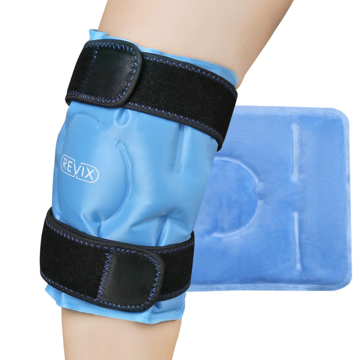 REVIX Poche de Glace Genou Réutilisable – Compresse en Gel Ultra-Froid avec Doublure Douce et Sangles – Poche Froid Genou pour Sport, Quotidien, Récupération