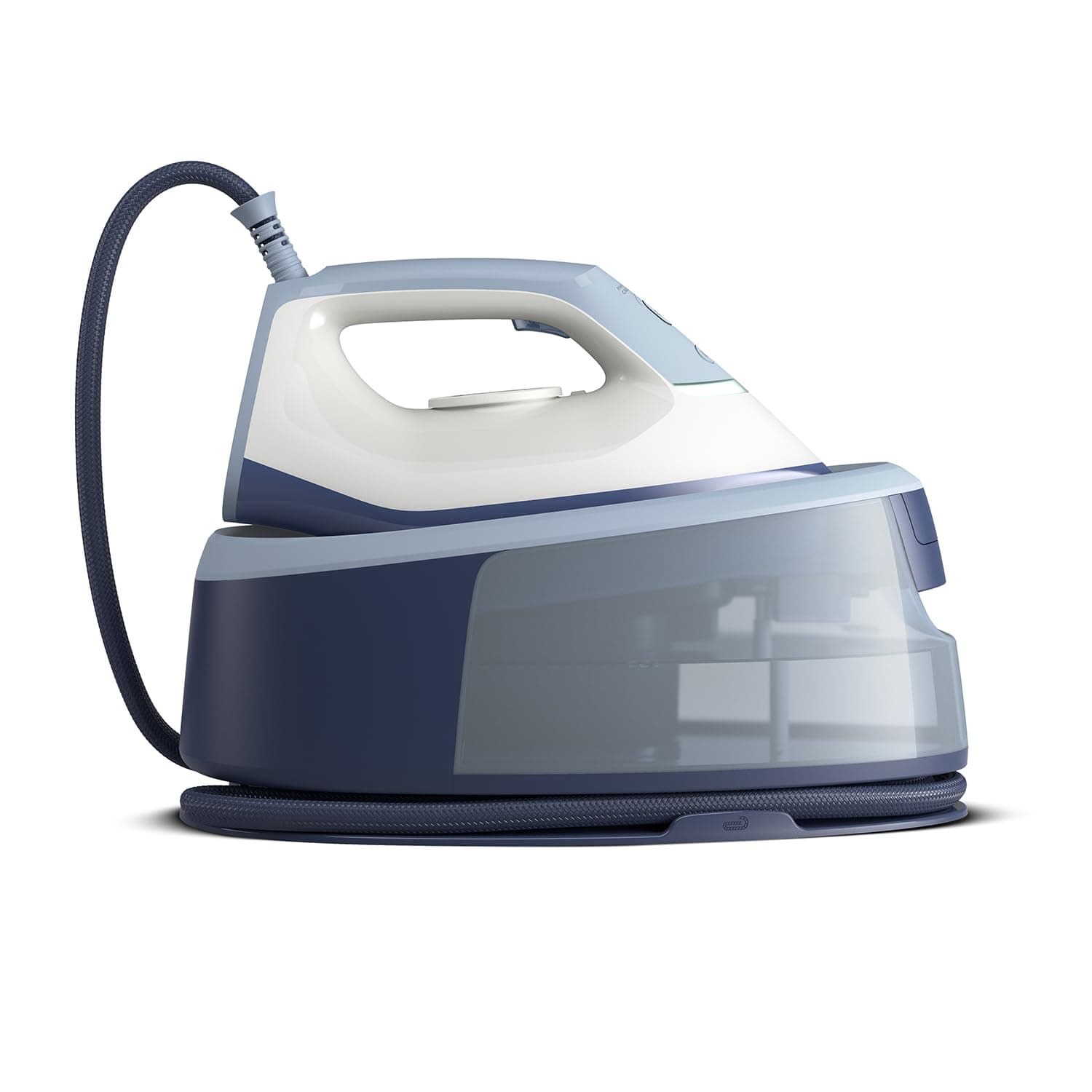 Philips Vaporizador Serie 3000, 2400 W, vapor continuo 120 g/min, golpe de vapor 350 g, rápido y potente, vapor vertical, 1.4 l de depósito, suela de cerámica, Deep Azur (PSG3000/20)