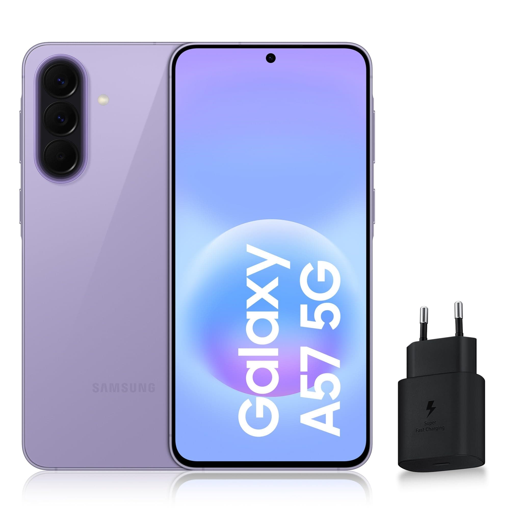 Samsung Galaxy A57 5G, Smartphone Android, 256 Go, Chargeur Secteur Rapide 25W Inclus, Smartphone déverrouillé, Lavande, Version FR