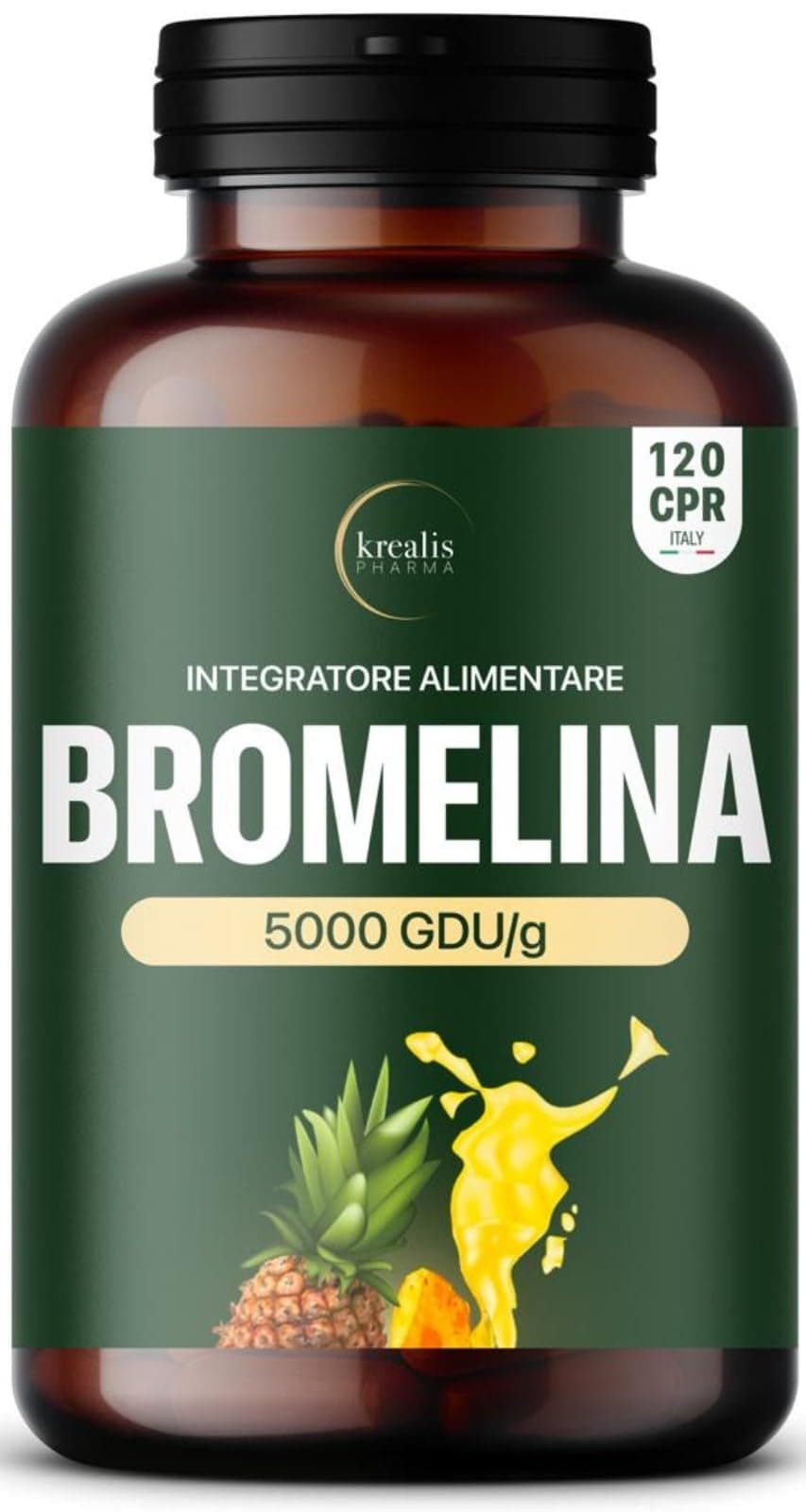 Bromelina Forte 5000 GDU/g + 2500 GDU/g – PURA EXTRA Forte ad Alta Attività Enzimatica da Ananas Comosus – Compresse ad Alta Concentrazione – Made in Italy
