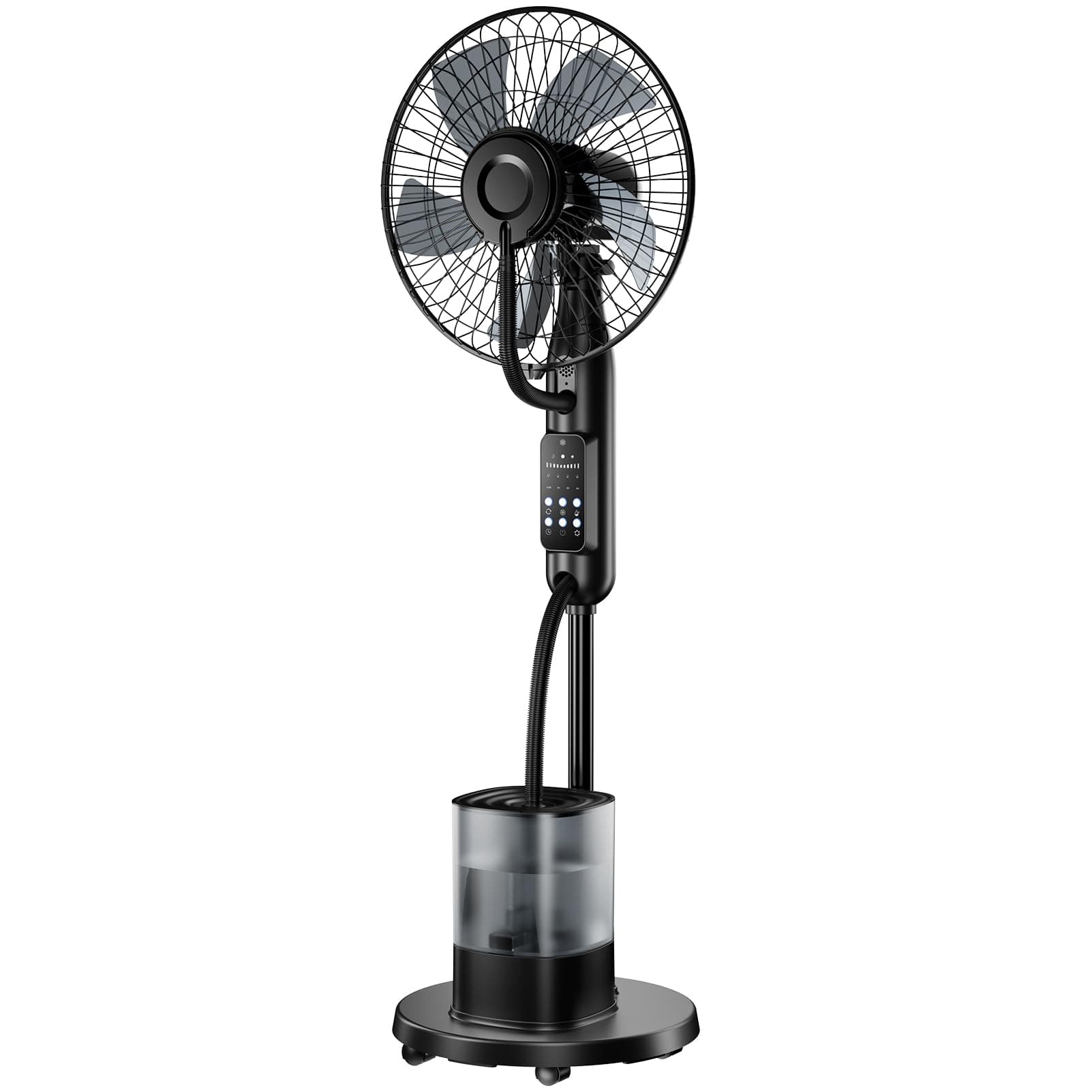 NebulaFlow Ventilateur Brumisateur sur pied 2026 – Réservoir 4L, 7,5h, minuterie, 5 vitesses & 3 modes. Oscillation + télécommande.