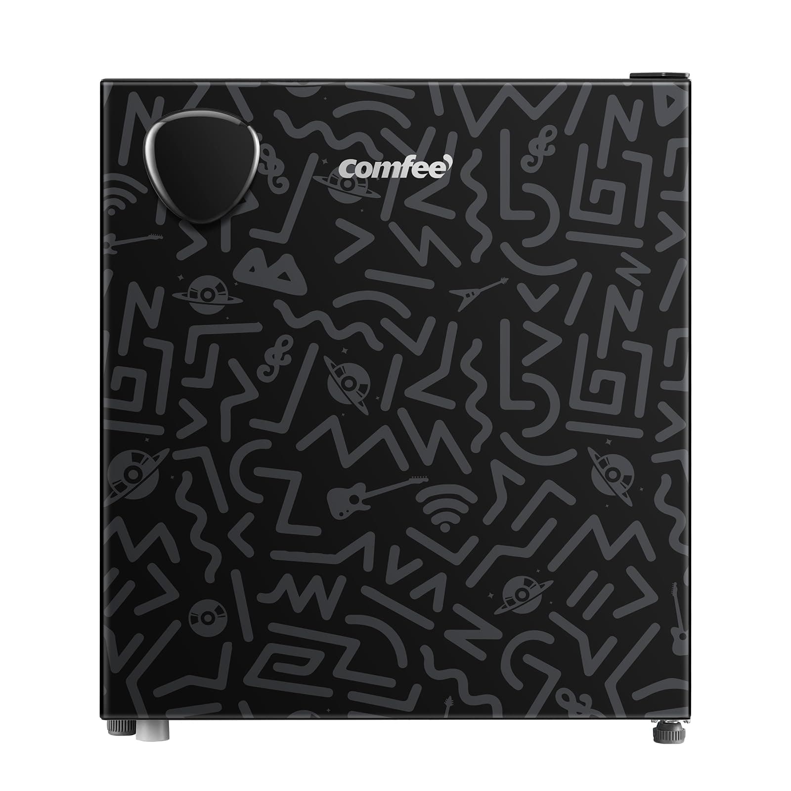 COMFEE' RCD48BF2EUY(E) Refrigerador Mini 43L Compact, Una Puerta, Diseño Retro, Compartimiento Enfriador, Termostato Ajustable, Bajo Ruido, Ideal para Casa y Oficina, Negro