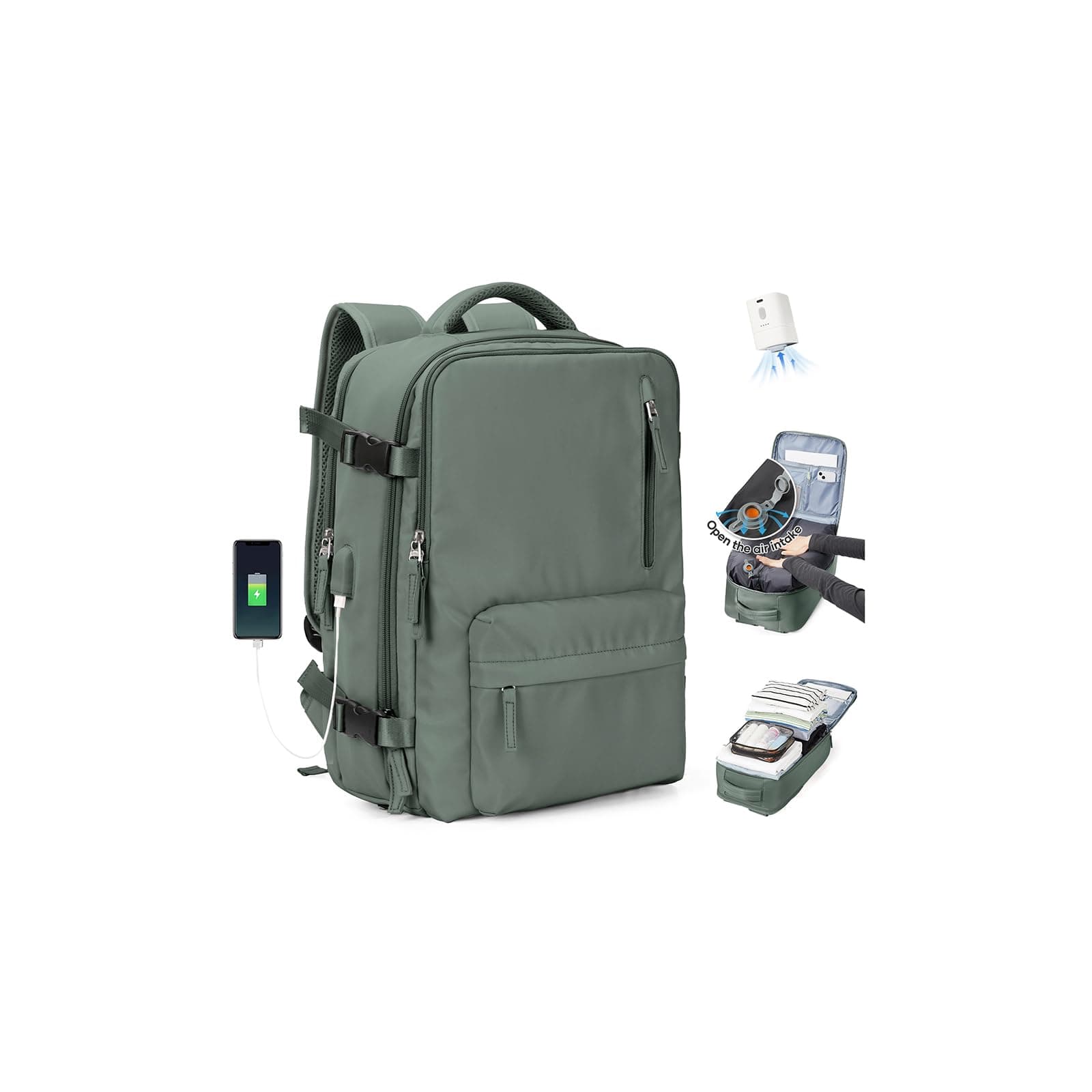SZLX Mochila al Vacío con Bomba Equipaje de Mano 40x30x20 Ryanair Vueling Wizzair Mochila Viaje Cabina Avion 40x20x25 Mujer Bolsas de Viaje 45x36x20 Easyjet Maleta Portatil 14 pulgadas Hombre con USB