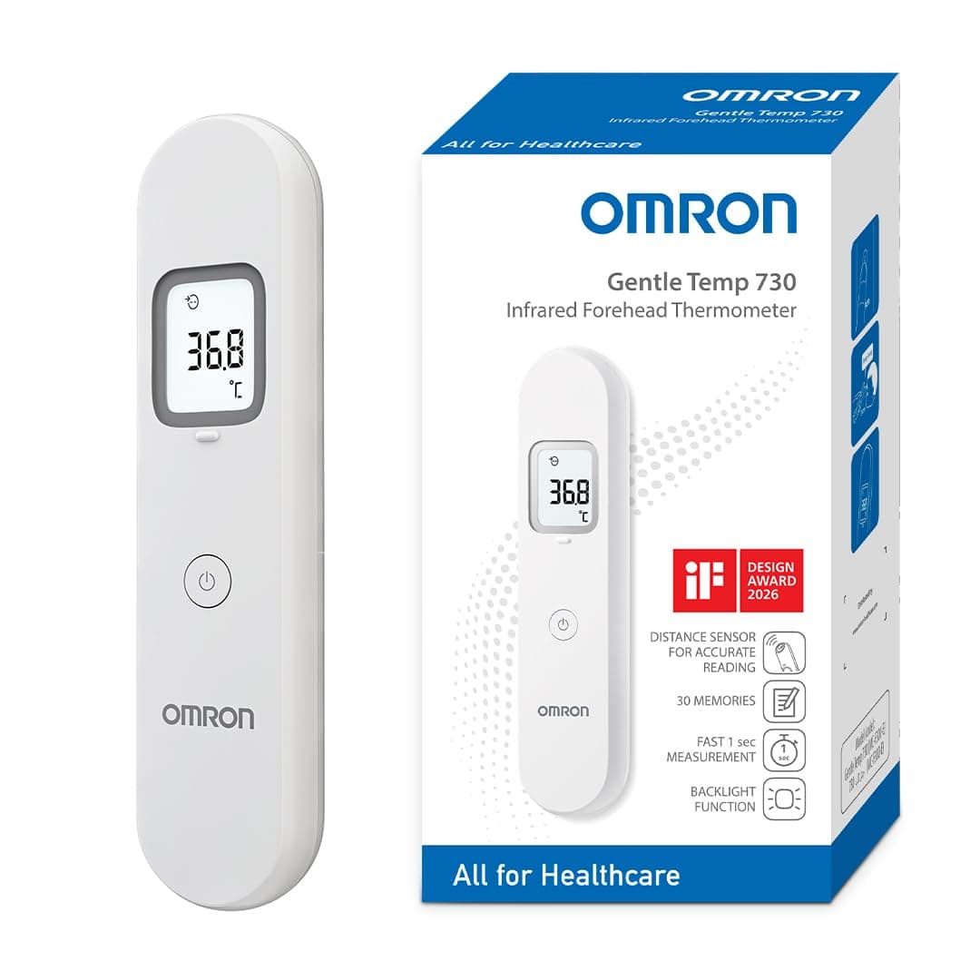 OMRON Gentle Temp 730 Termómetro digital sin contacto – Termómetro infrarrojos para frente y líquidos, termómetro oído bebé rápido y preciso con memoria