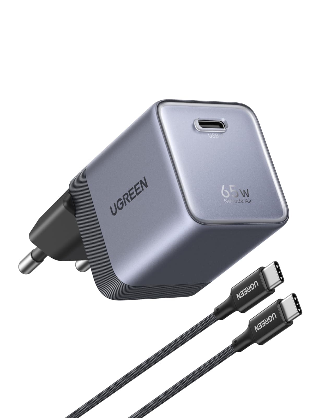 UGREEN Nexode Air 65W Caricatore USB C Ricarica Rapido GaN II Alimentatore con Cable Type C Compatibile con MacBook Pro Air iPad iPhone 17 Air Pro Max 16 15 14 13 Galaxy S26 25 Pixel 10 (Grigio)