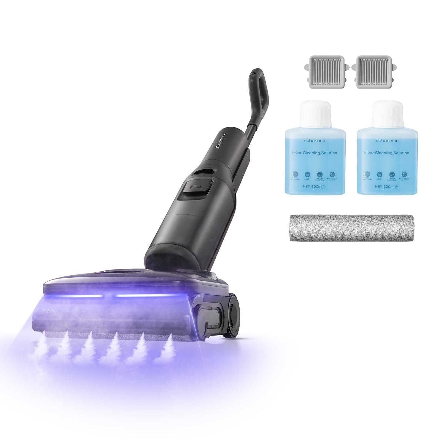 roborock F25 Steam Set Nass Trockensauger mit Dampf, 180 °C Dampfmopp | 95 °C Selbstreinigung, 25.000 Pa Staubsauger mit Wischfunktion, 80 Min Laufzeit, Dampfsauger für eingetrocknete Flecken