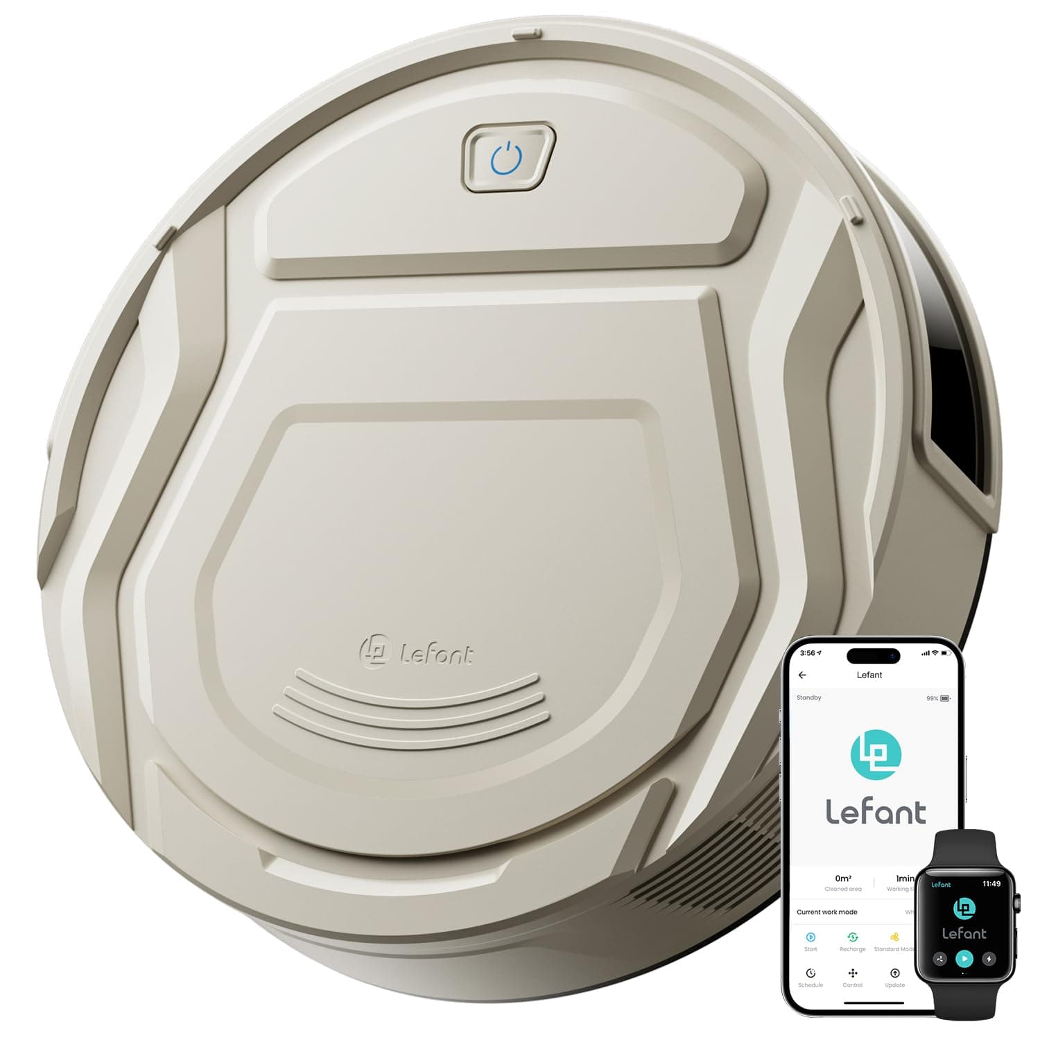Lefant Robot Aspirador 2200Pa, Silenciador 55dB, 120min Autonomía, 6 Modos de Limpieza, Evitar Enredos, Auto-Carga, Ideal para Pelo de Mascotas Suelos Duros, WiFi/Alexa/App, M210 Pro Champán