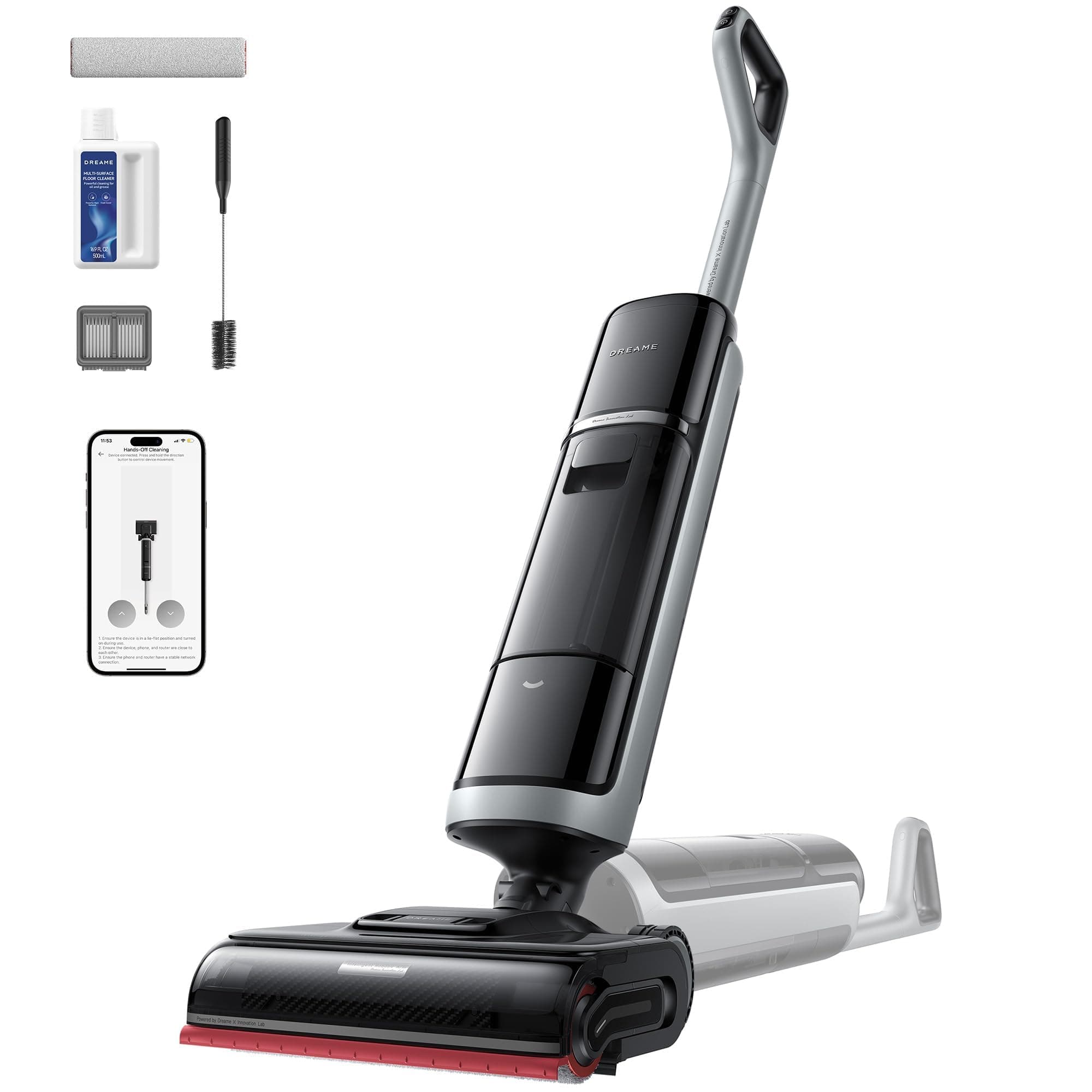 dreame H15 Pro Heat Nass- und Trockensauger, 85° C Wasser, GapFree AI-Roboterarm, RGB-Erkennung, 22.000 Pa Saugleistung, Haarentwirrung, 100° C Bürstenreinigung, 5 Min. 90° C Trocknung, App-Steuerung