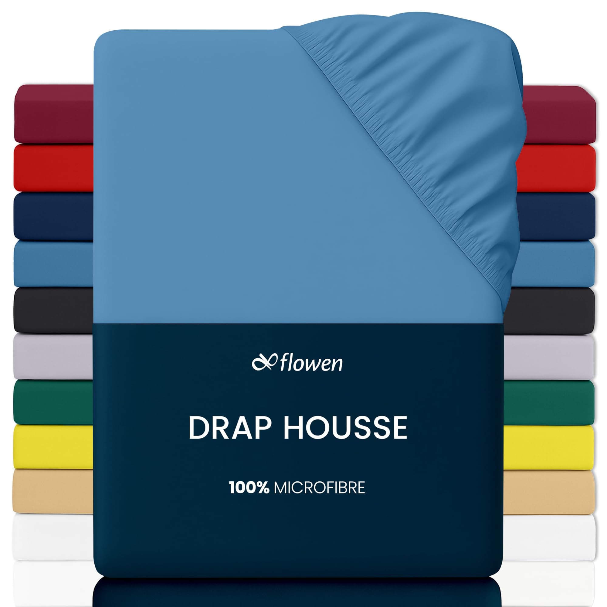 Flowen Drap Housse 140x190 cm en Microfibre Bleu Marine avec Coins Élastiqués pour Matelas de 30 cm Haut Tissu Anti-Acarien Hypoallergénique De Haute Qualité Doux et Durable Lavable en Machine
