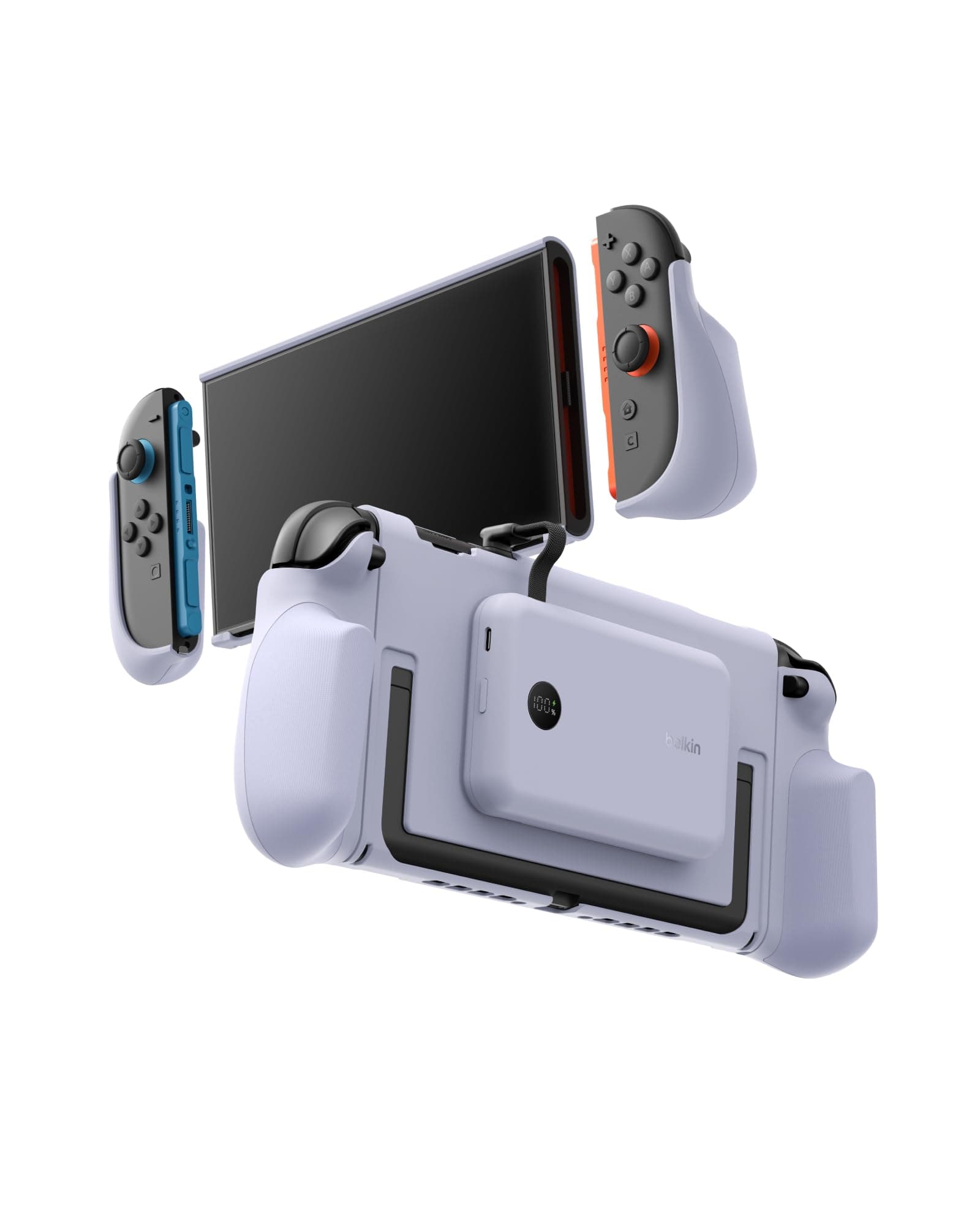 Belkin Gaming Impugnatura Ricarica Nintendo Switch 2, Power bank 10K, Viola | Caricatore Portatile 10000mAh, 30W, Caricatore Magnetico, Compatibilità Supporto, Maniglia Antiscivolo Ergonomica, Display