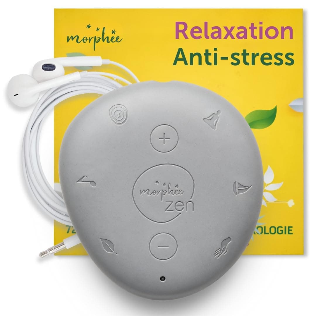 Morphée Zen | Galet de Méditation et de Sophrologie Nomade | Relaxation et Gestion du Stress | 72 Séances de Méditation et de Sophrologie de 5 minutes | Écouteurs inclus | Audio en Français