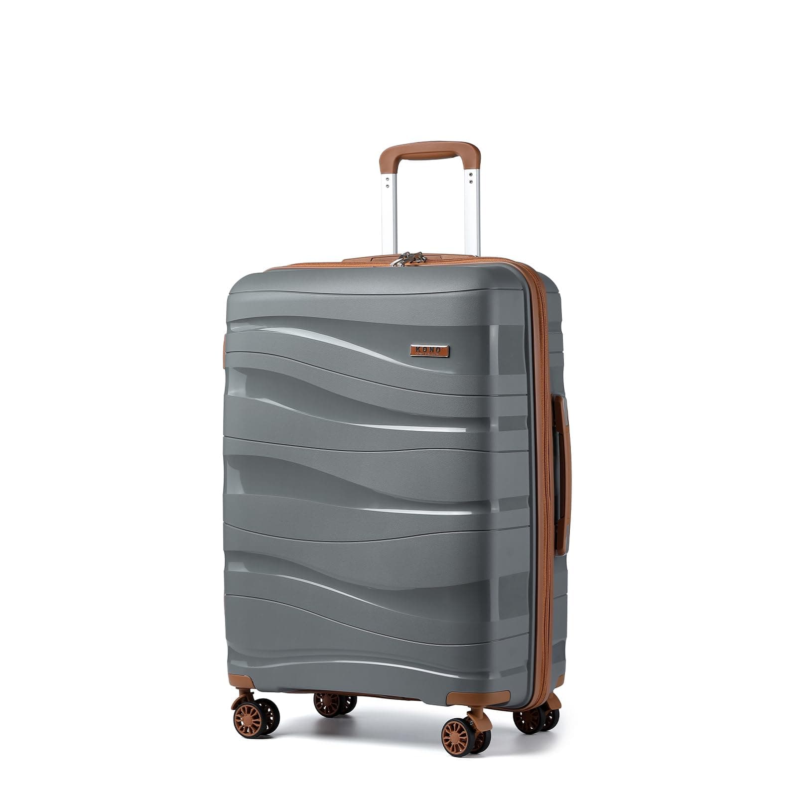 Kono Valise Grande 75cm Rigide Polypropylène Valise de Voyage à 4 roulettes et Serrure TSA, Gris