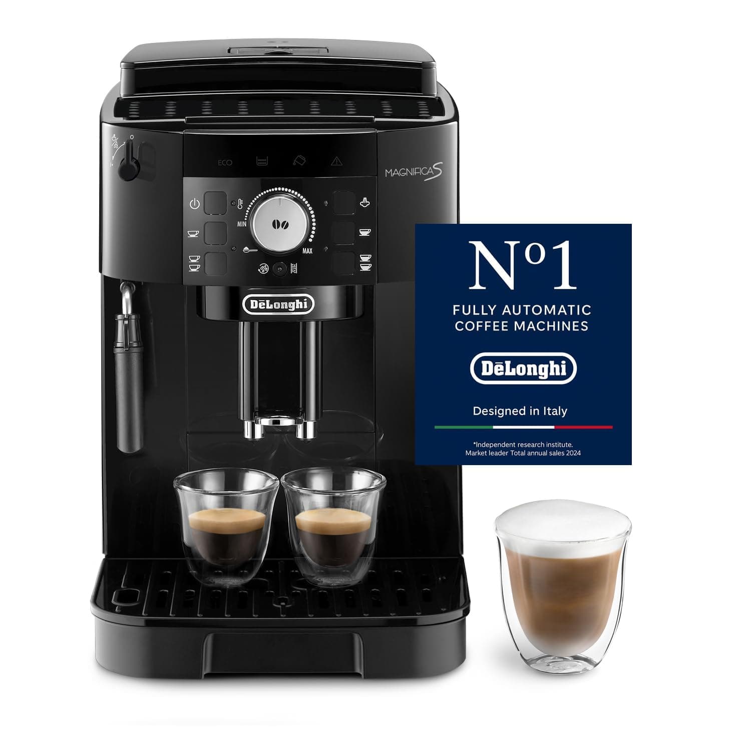 De’Longhi Magnifica S - Perfetto Kaffeevollautomat mit klassischem Milchaufschäumer, Espresso- und Cappuccino Kaffeemaschine, Bedienfeld mit Tasten, Schwarz (ECAM11.112.B)