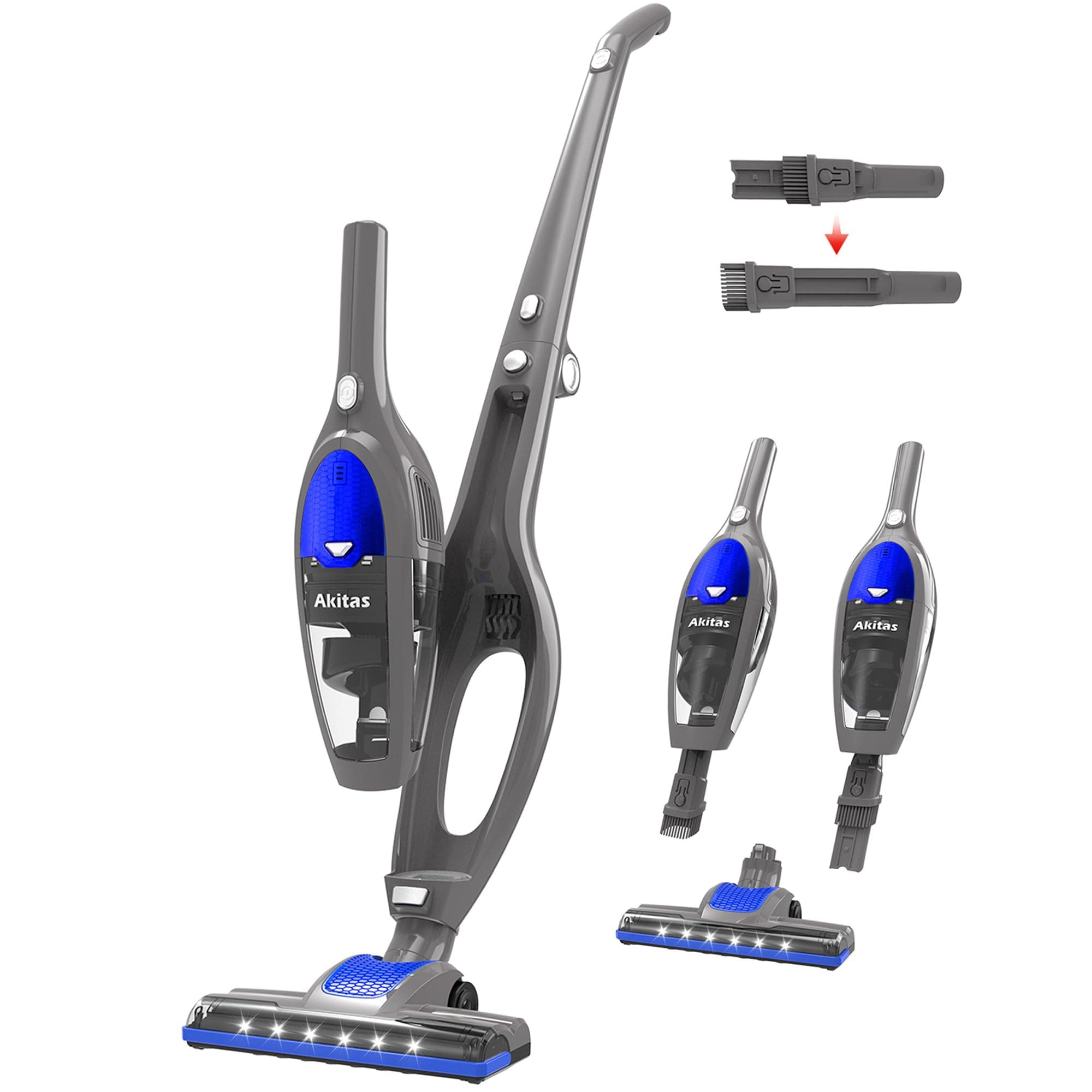 Akitas U10A Aspirateur Balai sans Fil 3en1 à Main et Vertical Léger 22,2 V 150 W Batterie Lithium Rechargeable pour Sol, Tapis, Poils d'animaux