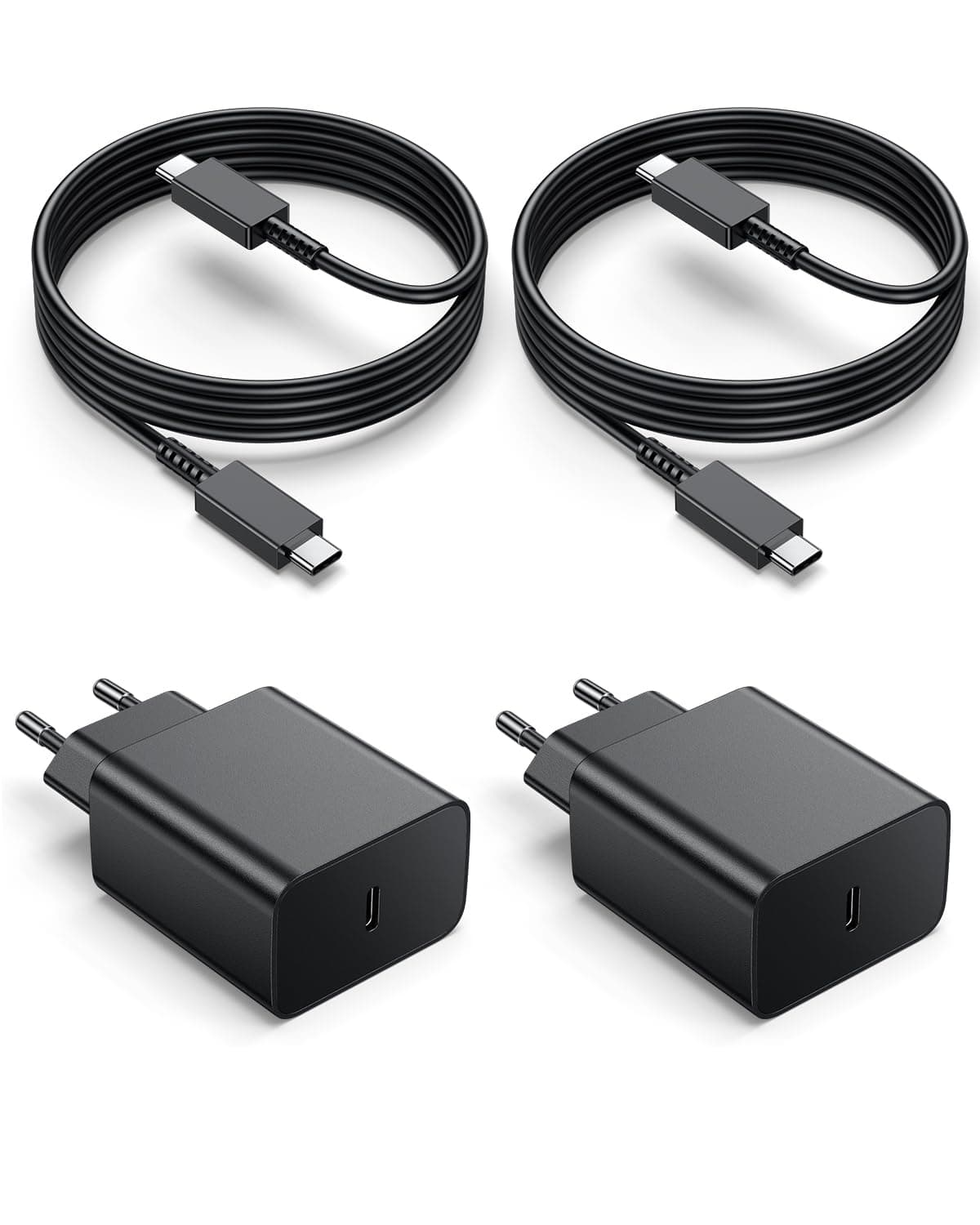 45W Chargeur USB C,Chargeur Rapide Samsung avec 2M Câbles,Charge Rapide pour Samsung Galaxy S25/S24/S23/S22/S21 Ultra/S20/S20+/Note 20/10/9/8/A73/A53/A52,UBS C Secteur Mural Alimentation Prise-2 Pack