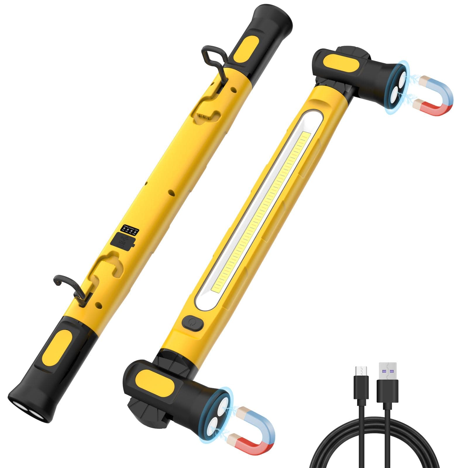 ERAY Linterna LED Taller, Luz de Trabajo Portatil 6000mAh 3000LM, Lámpara LED Recargable Taller con Base Magnética y 360°Gancho 3 Modos, Lámpara de Inspección para Capó, Coches, Taller, Emergencia