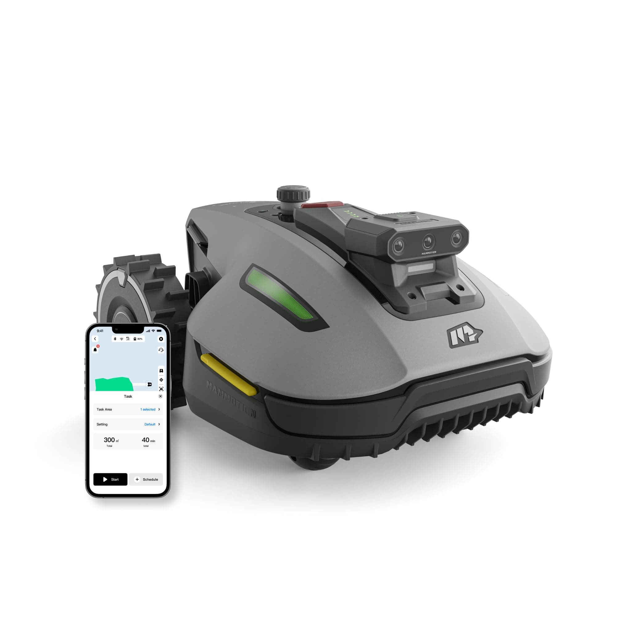 Mammotion YUKA Mini Vision 700 Robot Tondeuse sans Fil Périphérique | Navigation AI Vision à Triple Caméra, sans RTK, Cartographie Automatique, Jusqu'à 700 m², Pentes jusqu'à 45%