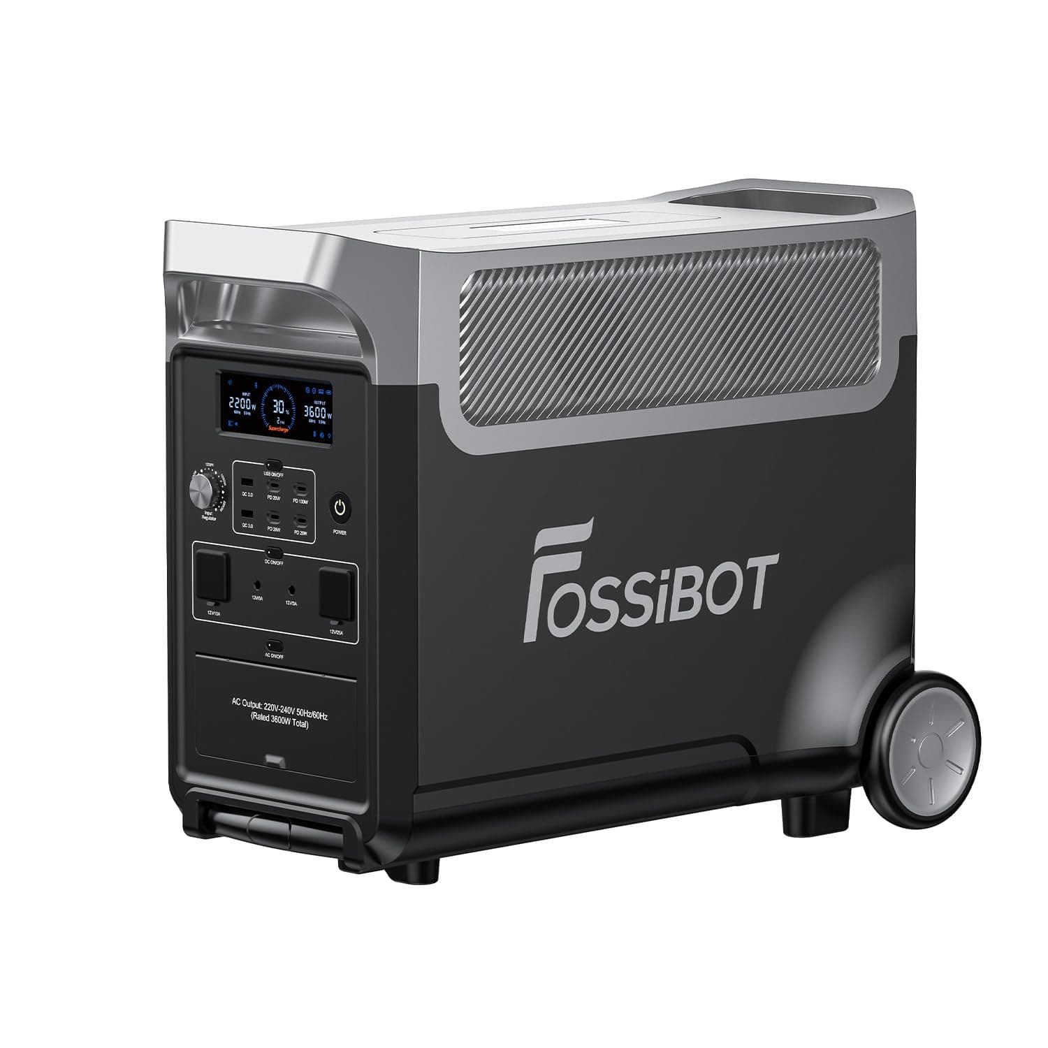 FOSSiBOT F3600 Pro Station électrique portable, Capacité 3840Wh, Batterie LFP 6500+ cycles, recharge rapide, puissance de sortie 3600 W, générateur solaire silencieux, pour la maison/camping/voyages