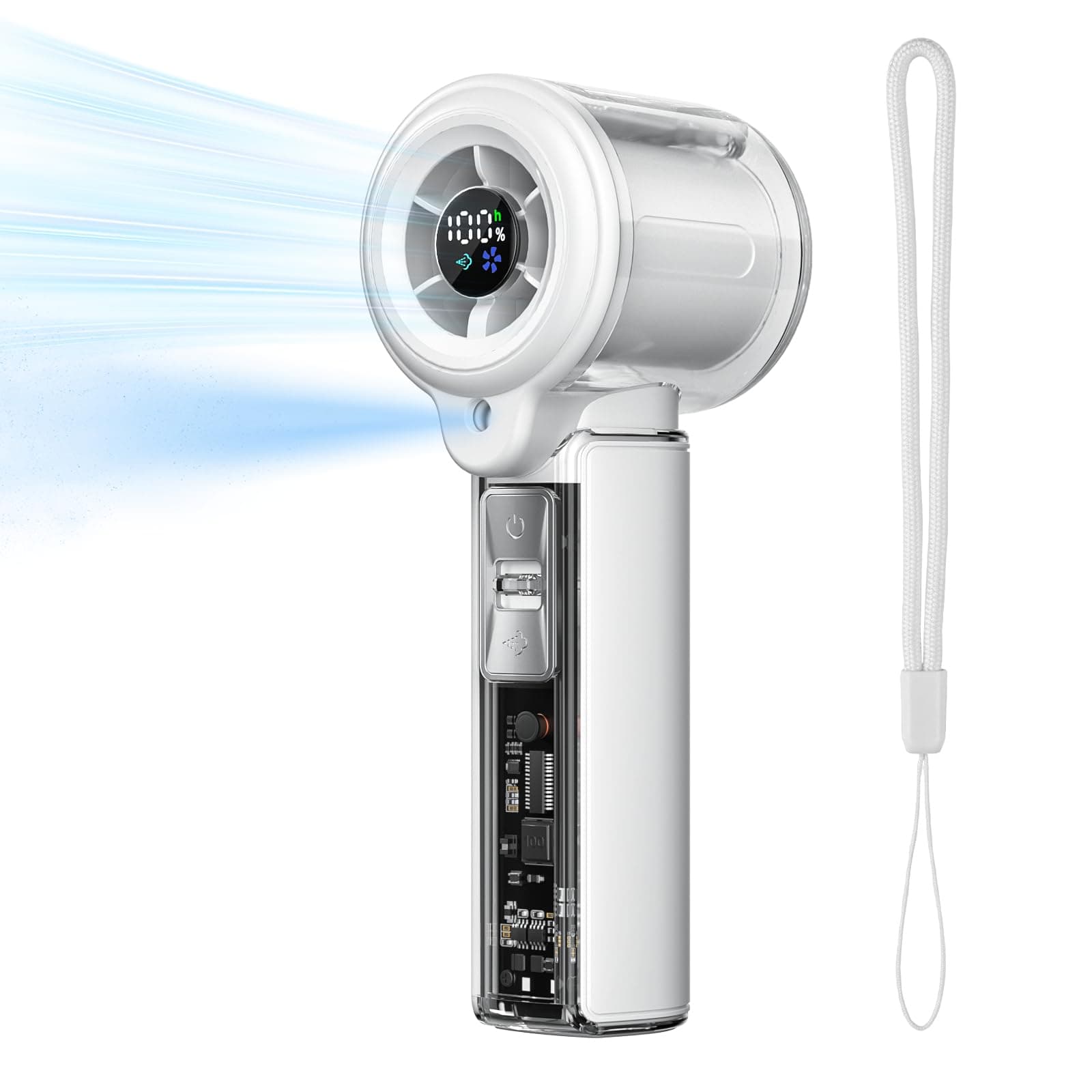 COKUNST Ventilateur Brumisateur Portable Exterieur Rechargeable USB C | Mini Climatiseur Mobile avec affichage LED, Idéal pour Camping, Bureau, Voyage