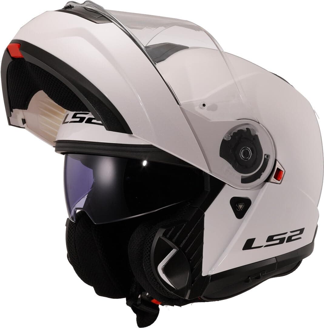 LS2, Casco Moto Modular Strobe II Gloss White, L | Antiempañamiento