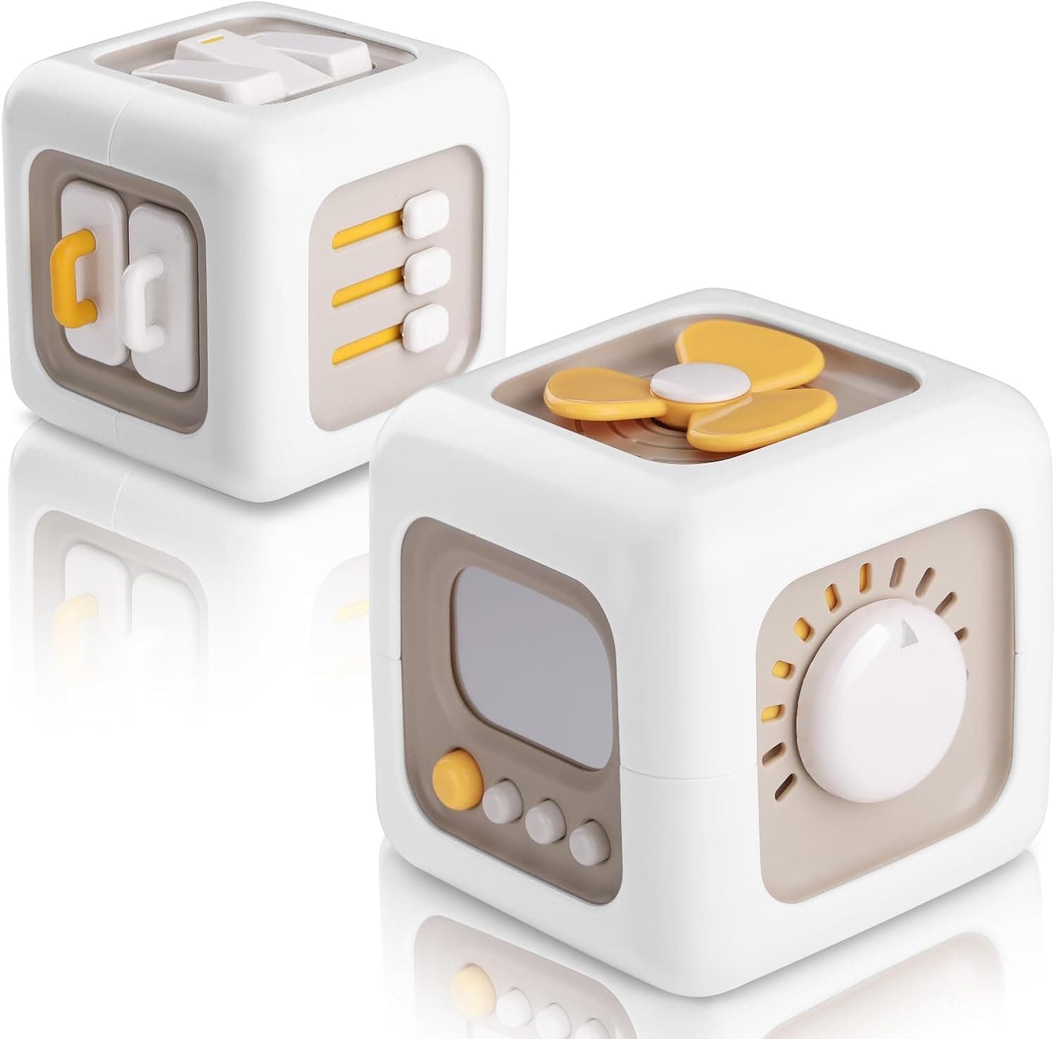 Zikenis Montessori giocattolo a partire da 1 anno, con interruttori, ventilatori, specchi, bottoni, cassetti, giocattoli a cubo adatti per bambini da 1 a 3