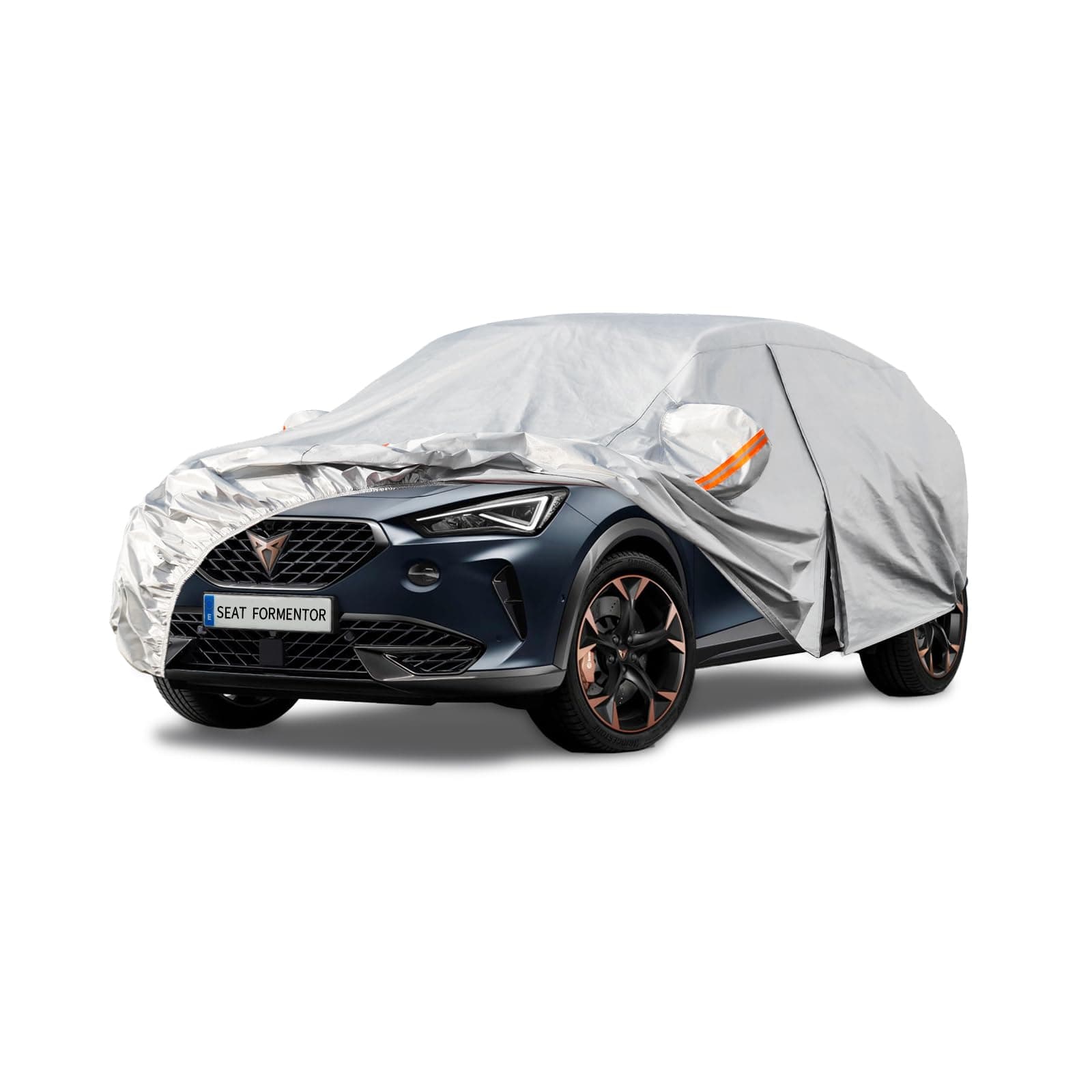 Kayme Funda Coche Exterior, Compatibles con Seat/Cupra Formentor (2020-2025), Cubierta para Coche Impermeable Anti-UV Antipolvo de 6 Capas, Cubre Coche con Cremallera y Forro de Algodón.