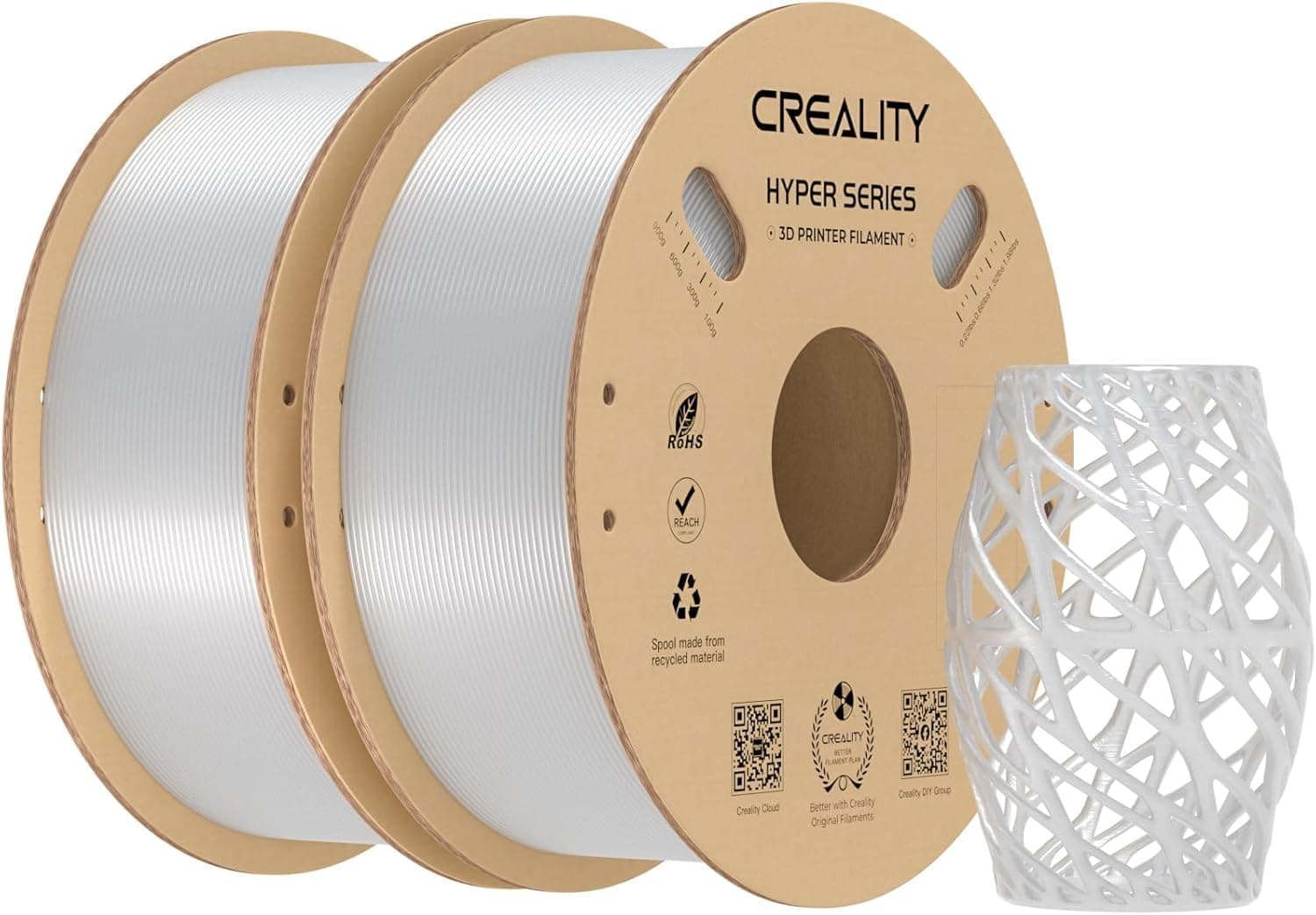 Creality PETG Filament Bundle 1,75 mm 2 kg, filamento de alta velocidad (30-600 mm/s), compatible con la mayoría de impresoras 3D como Creality K1C K1 Max, transparente