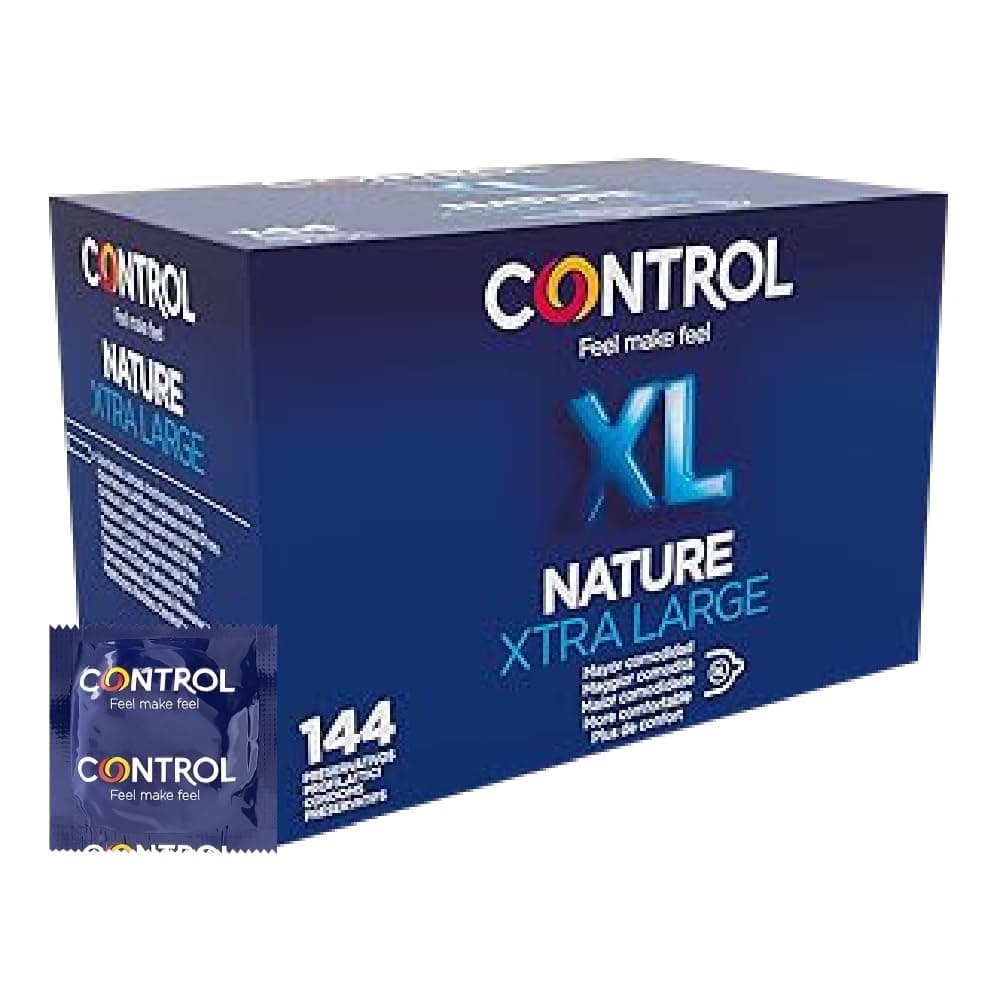 Control Nature XL Preservativos - Caja de condones, 144 unidades (pack extra grande), Gama placer natural, lubricados, óptima adaptabilidad