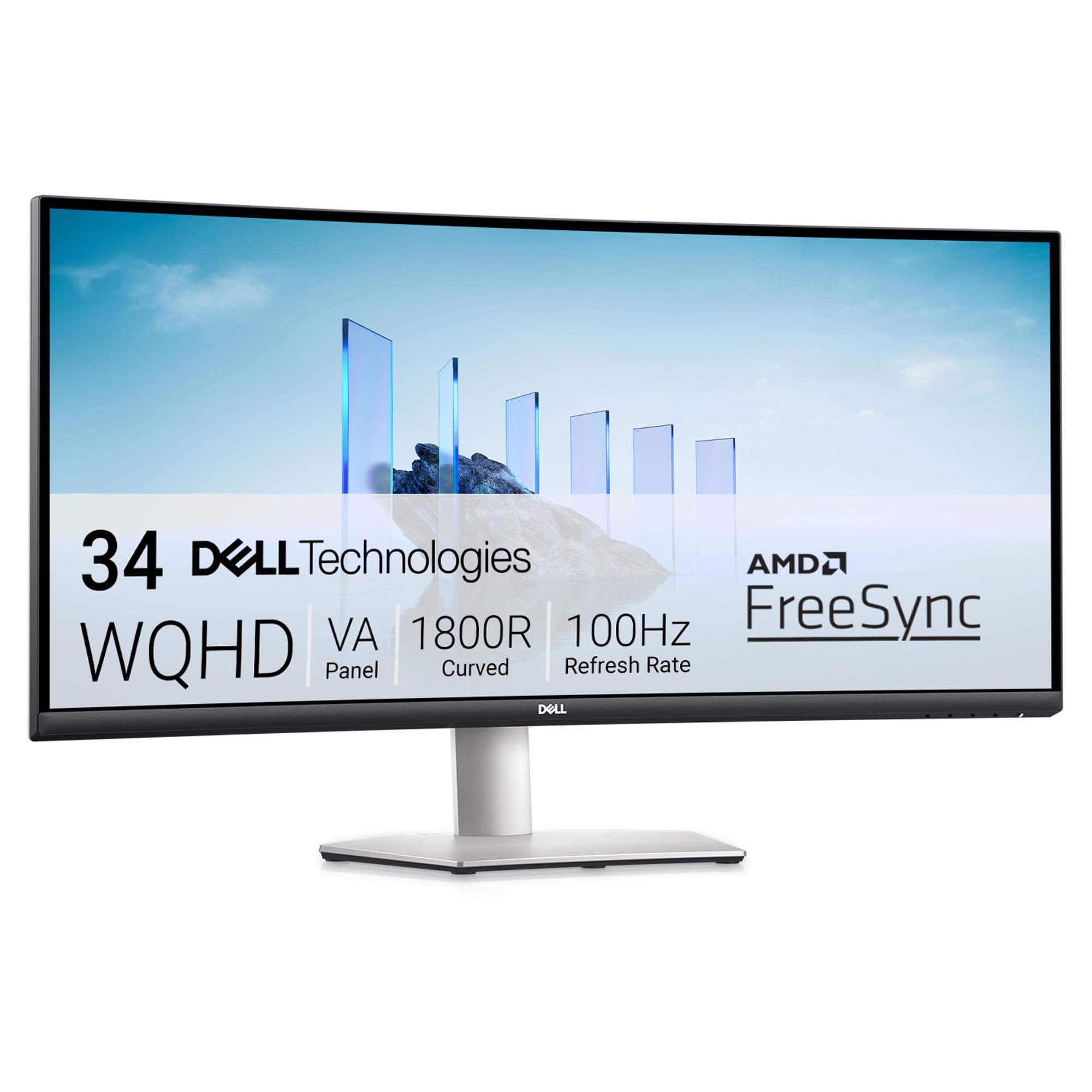 Dell 34 USB-C Écran PC - S3423DWC, WQHD (3440x1440), 100Hz, VA, 4ms | AMD FreeSync, 21:9 1800R Incurvé, 99% sRGB, Haut-parleurs intégrés, USB-C, 2 HDMI, 3 USB, Garantie 3 ans