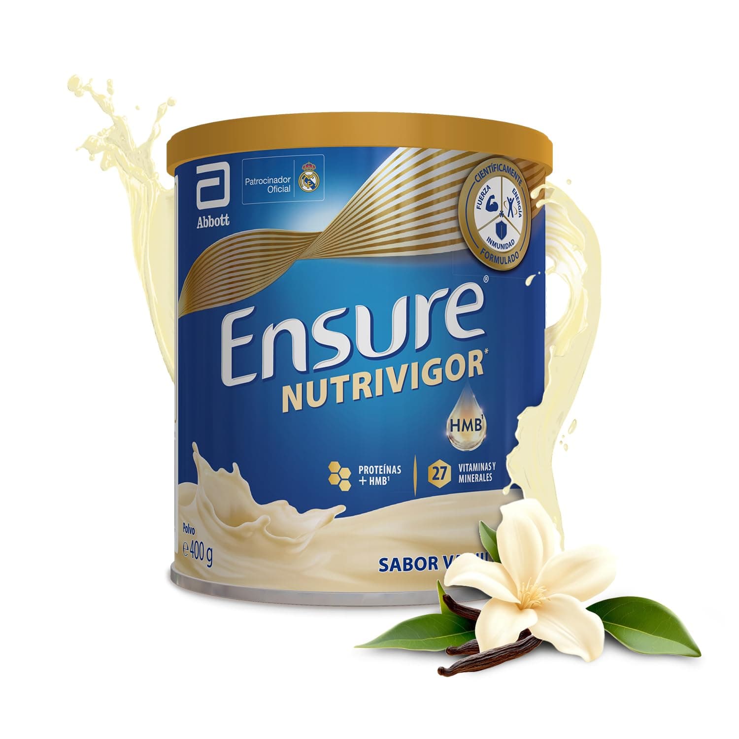 Ensure Nutrivigor - Complemento Alimenticio para Adultos, con HMB, Proteínas, Vitaminas y Minerales, como el Calcio- Sabor Vainilla- 400 g