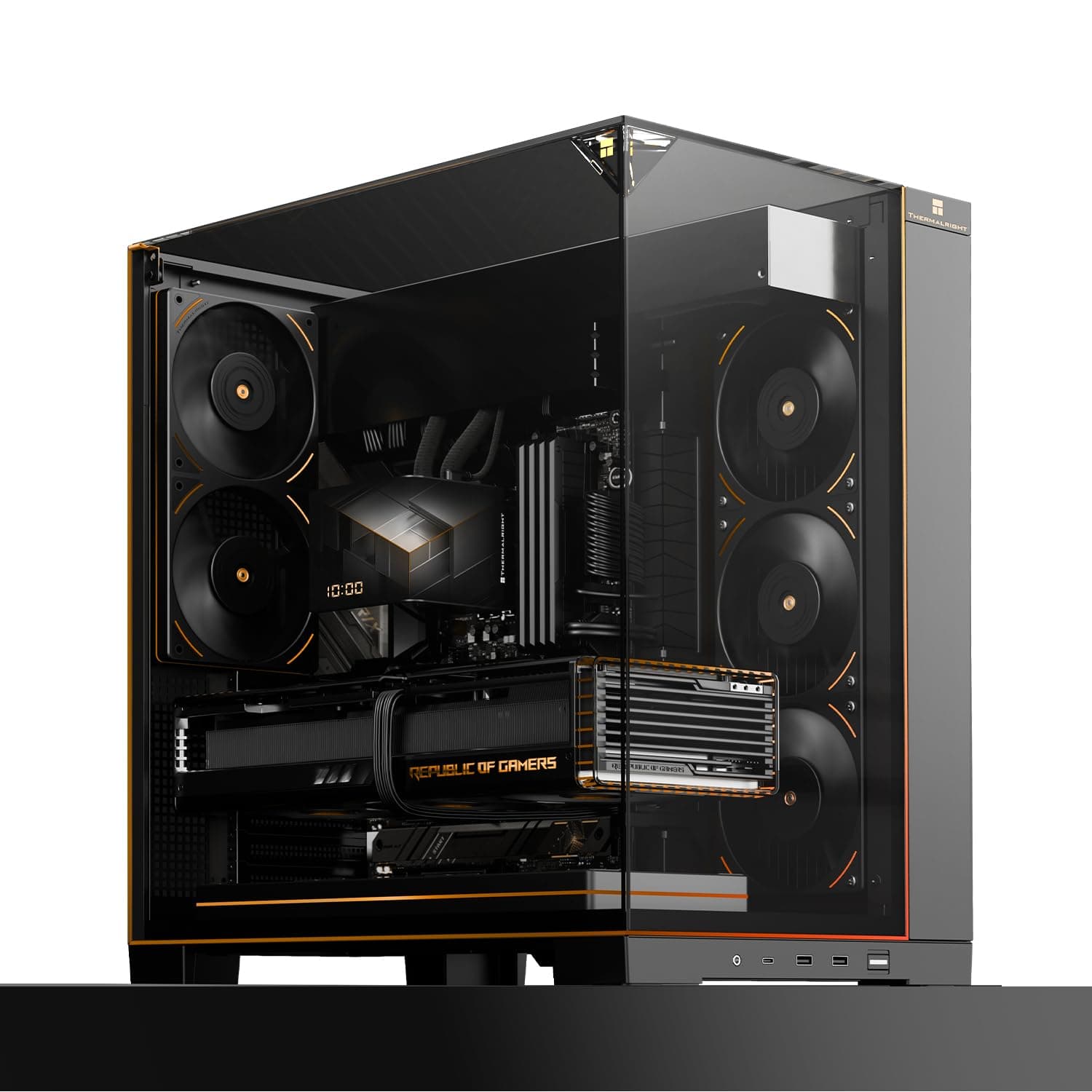 Thermalright TR A70 ARGB ATX Caja de Gaming de Tres Lados Libre de Ranuras de Cristal 8 Ranuras para Ventiladores de CPU + Flujo de Aire Cuadridireccional Liberación Rápida Montaje Vertical de