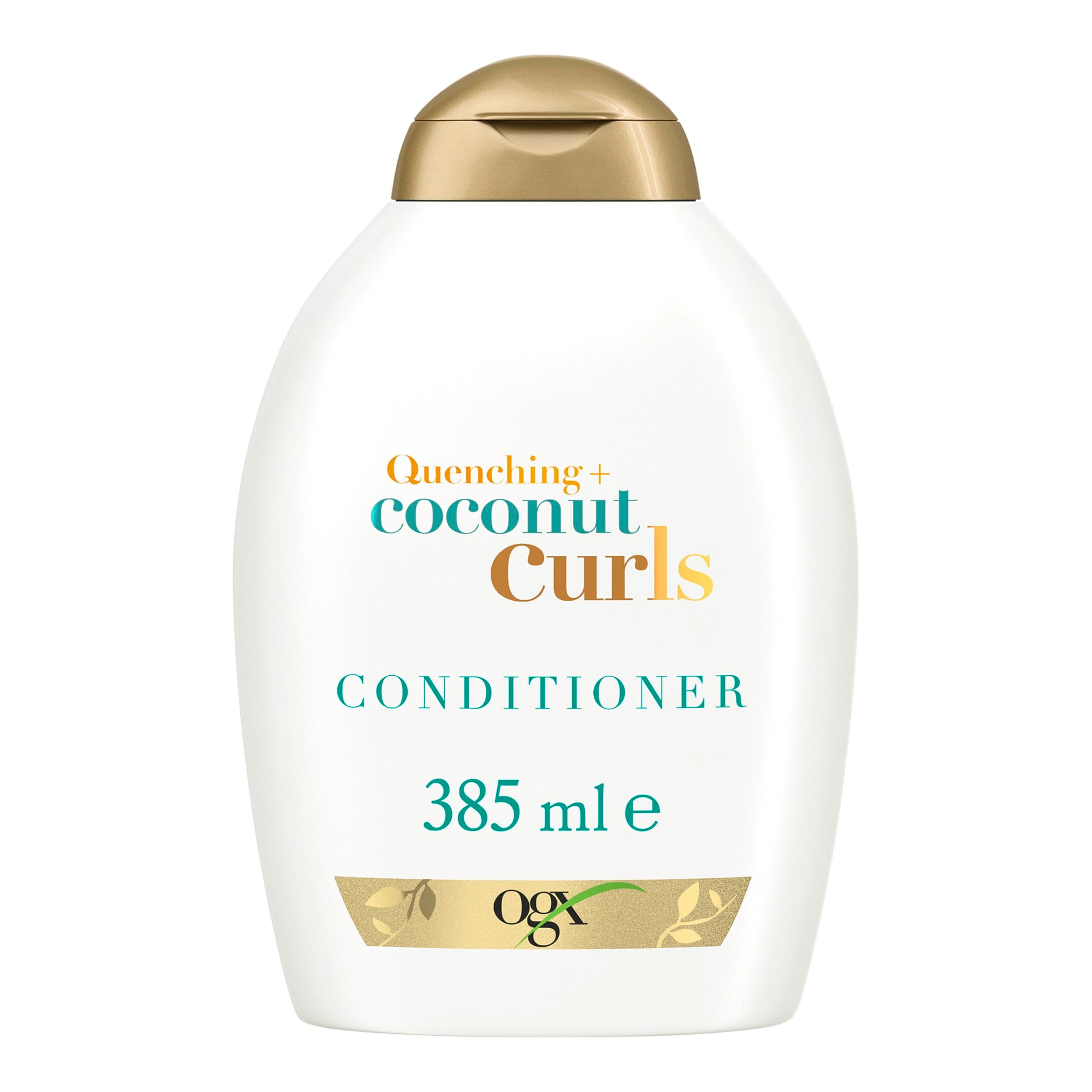 OGX Quenching + Coconut Curls Conditioner (385 ml), feuchtigkeitsspendende Haarspülung mit Kokosöl, Zitronenöl & Honig für lockiges Haar, ohne Sulfate