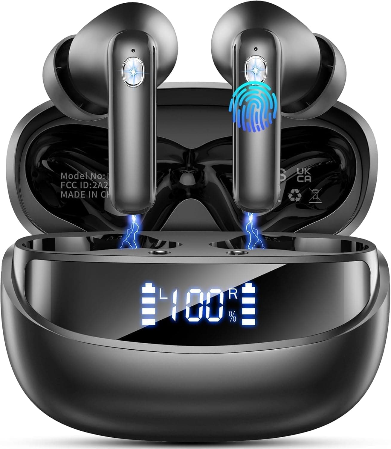 Auriculares Inalambricos Bluetooth, 2026 Cascos Inalambricos Bluetooth 5.4 HiFi Estéreo, 48 Horas Auriculares inalámbricos con ENC Cancelacion Ruido, Carga Rápida Tipo-C/Pantalla LED/IP7 Impermeable