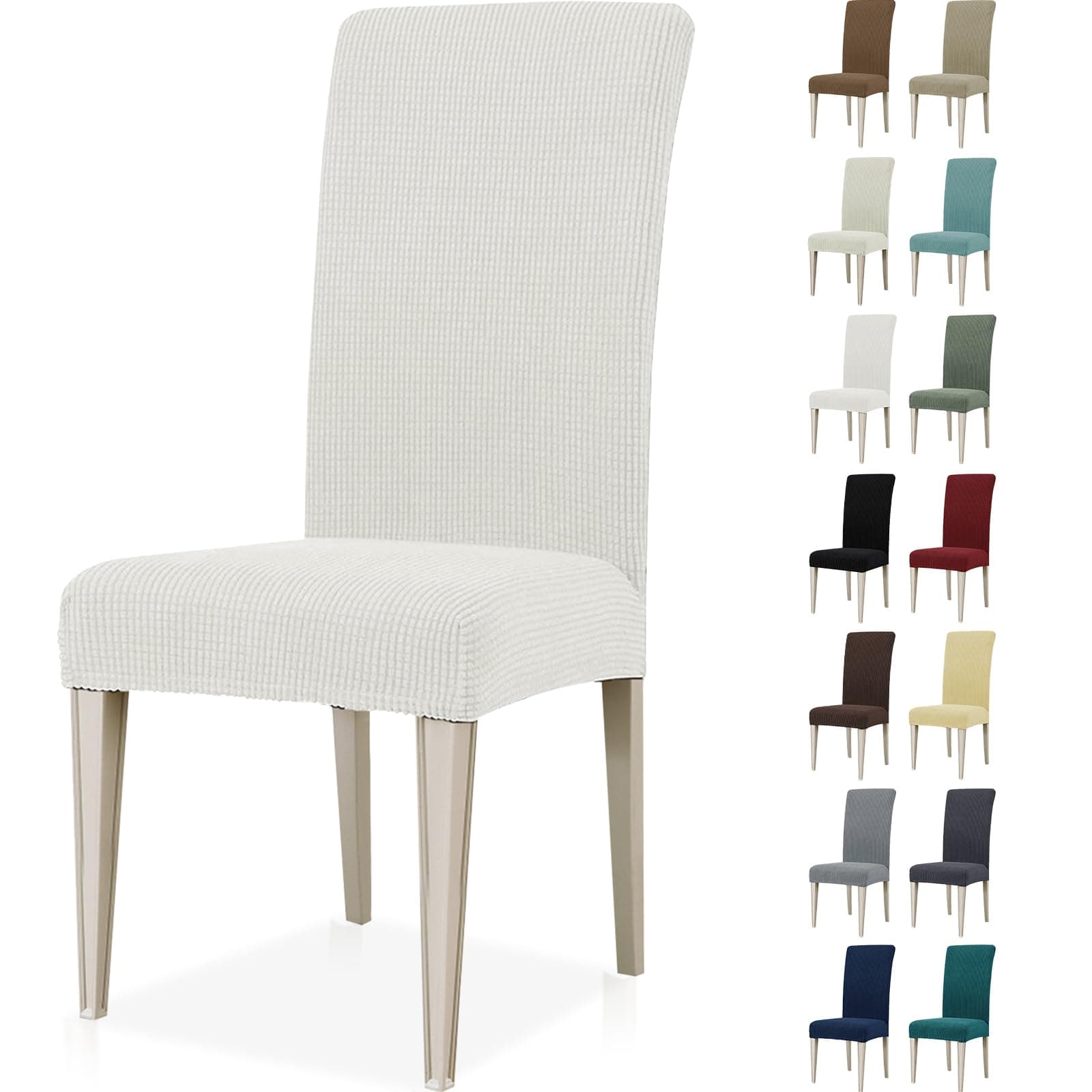 Ystyle Fundas Sillas De Comedor Pack 6, Fundas para Sillas Ajustables, Funda para Sillas Elástica, Cubre Funda Protectora Sillas Lavables para Banquetes Hogar Restaurante Hotel, Blanco