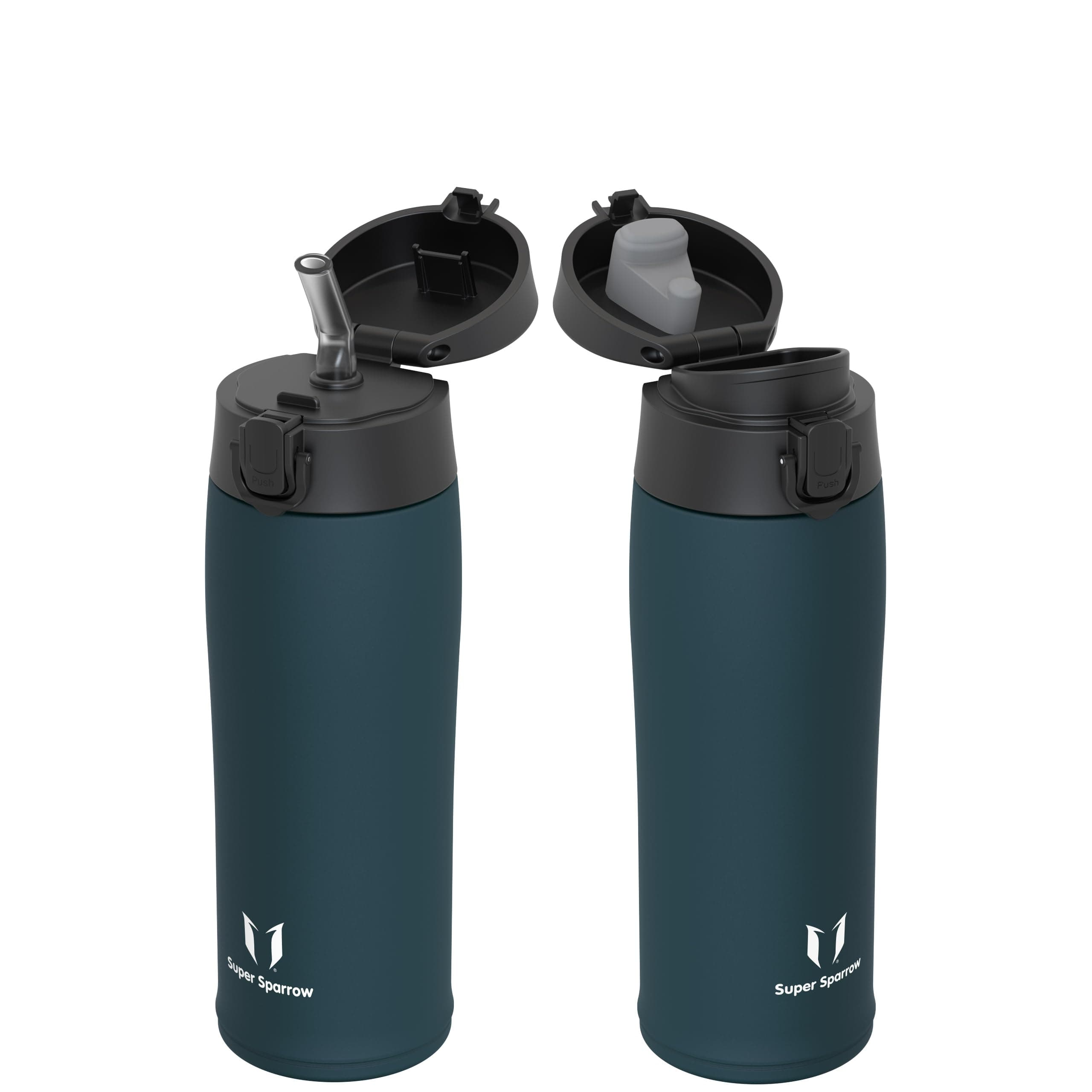 Super Sparrow Botella Agua Acero Inoxidable - Botella Termica - 350ml / 500ml / 750ml / 950ml - Termo Sin BPA, Botella de agua para niños - Incluye 2 Tapas : con Pajita y con Boquilla