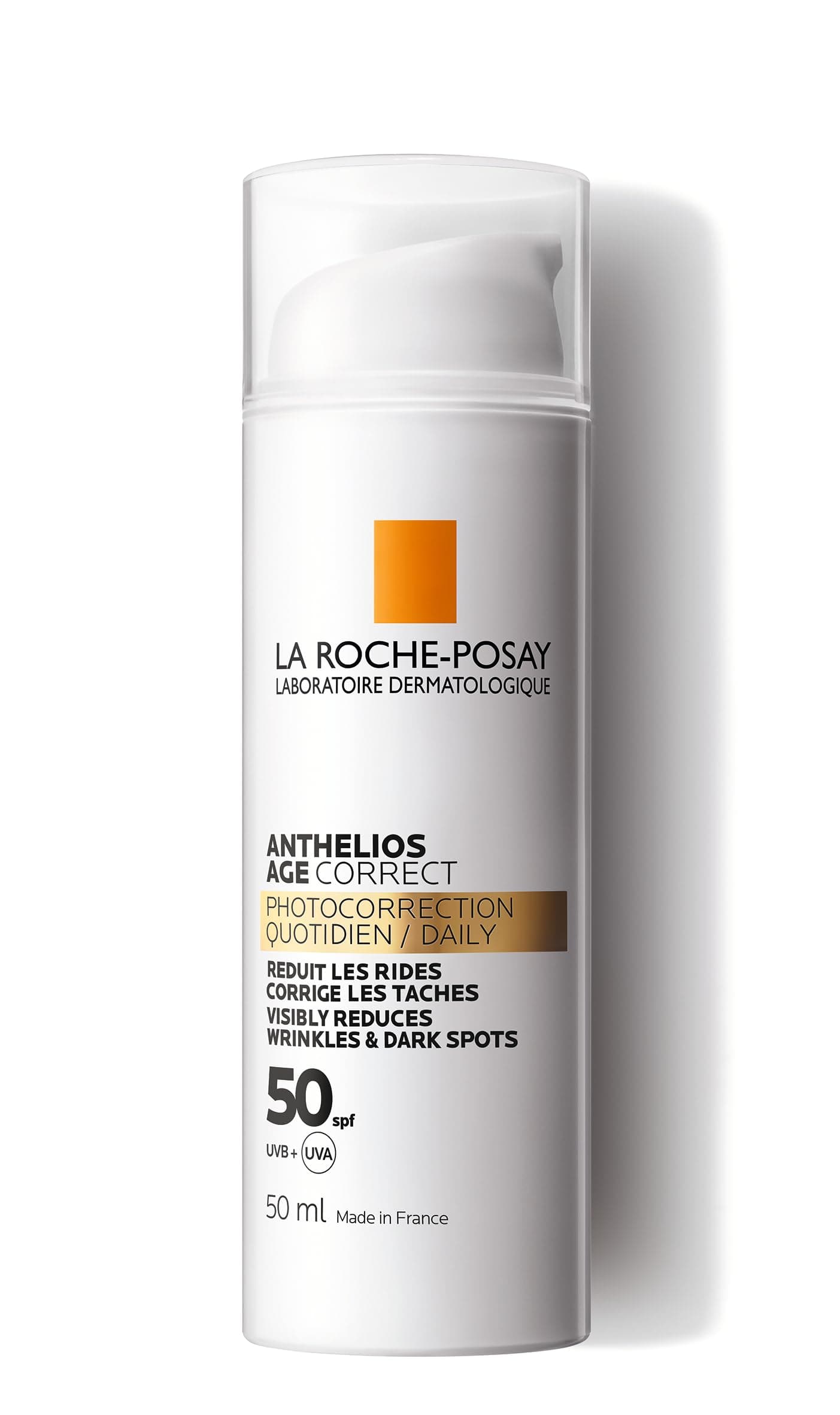 La Roche Posay - Gel-Crema Protector Antiedad, Fotocorrector de Uso Diario con SPF50, Corrige Arrugas y Manchas, Mejora la Elasticidad, Fórmula con Cellox-B3 Tech, Anthelios Age Correct, 50 ml