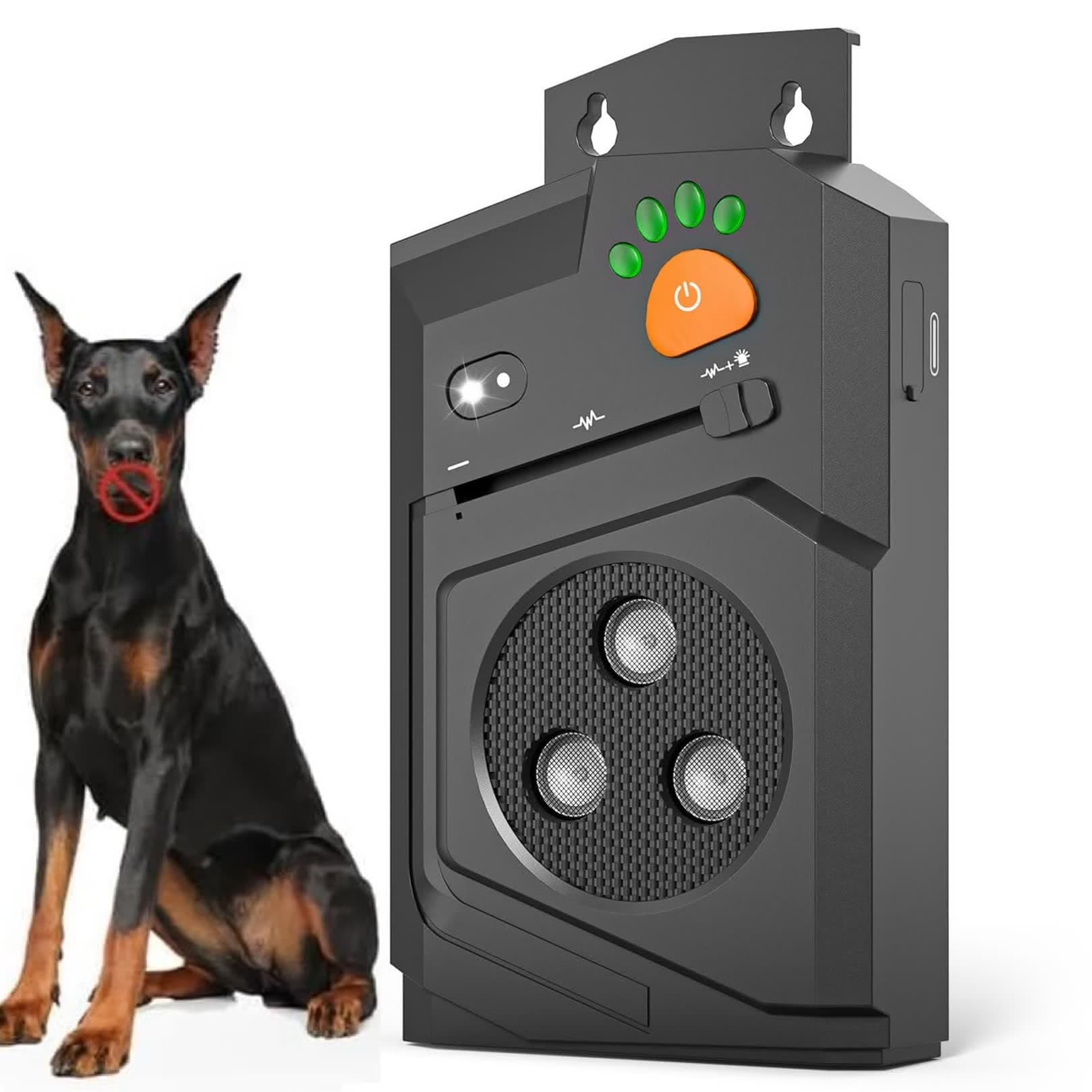 Antiladridos para Perros - Ahuyentador de Perros Ultrasonidos Recargable, 3 Modos e IP56 Impermeable, Dispositivo Automático Anti Ladridos con Alcance 15M, Detener Ladridos en Interiores y Exteriores