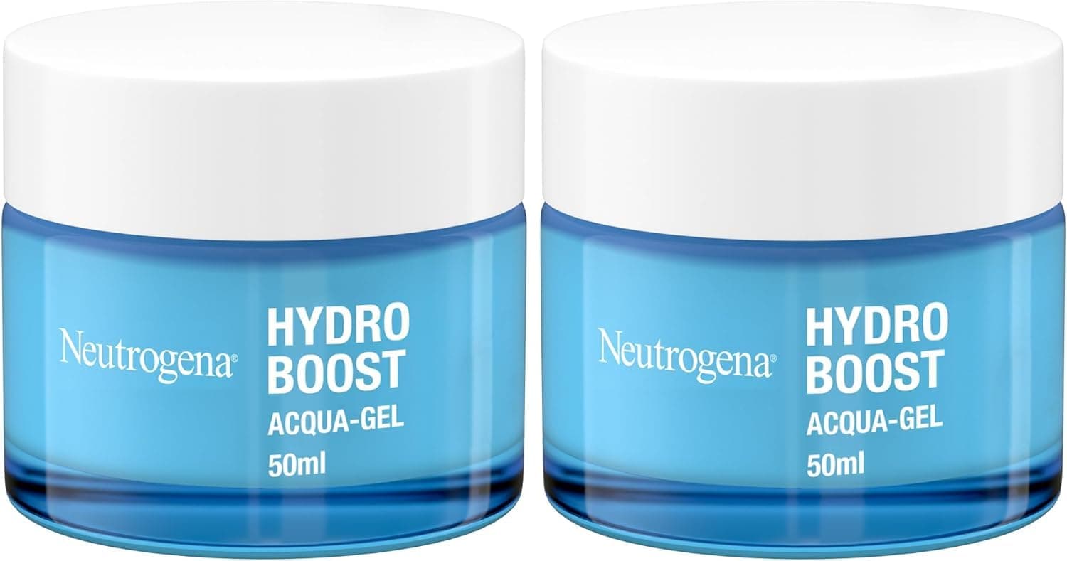 Neutrogena Hydro Boost Acqua Gel, Crema idratante viso in gel leggero a base acqua, Crema viso Acido Ialuronico per un'idratazione intensa della pelle mista e sensibile, 2 x 50 ml – Esclusiva Amazon