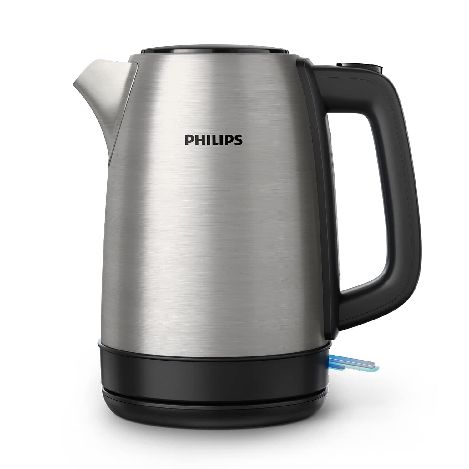 Philips Bouilloire Électrique Daily, 1,7L, Ébullition rapide, Inox | Tamis Anti-Calcaire, Résistance plate, Base 360° sans fil, Couvercle à ressor, Corps en acier inoxydable (HD9350/90)