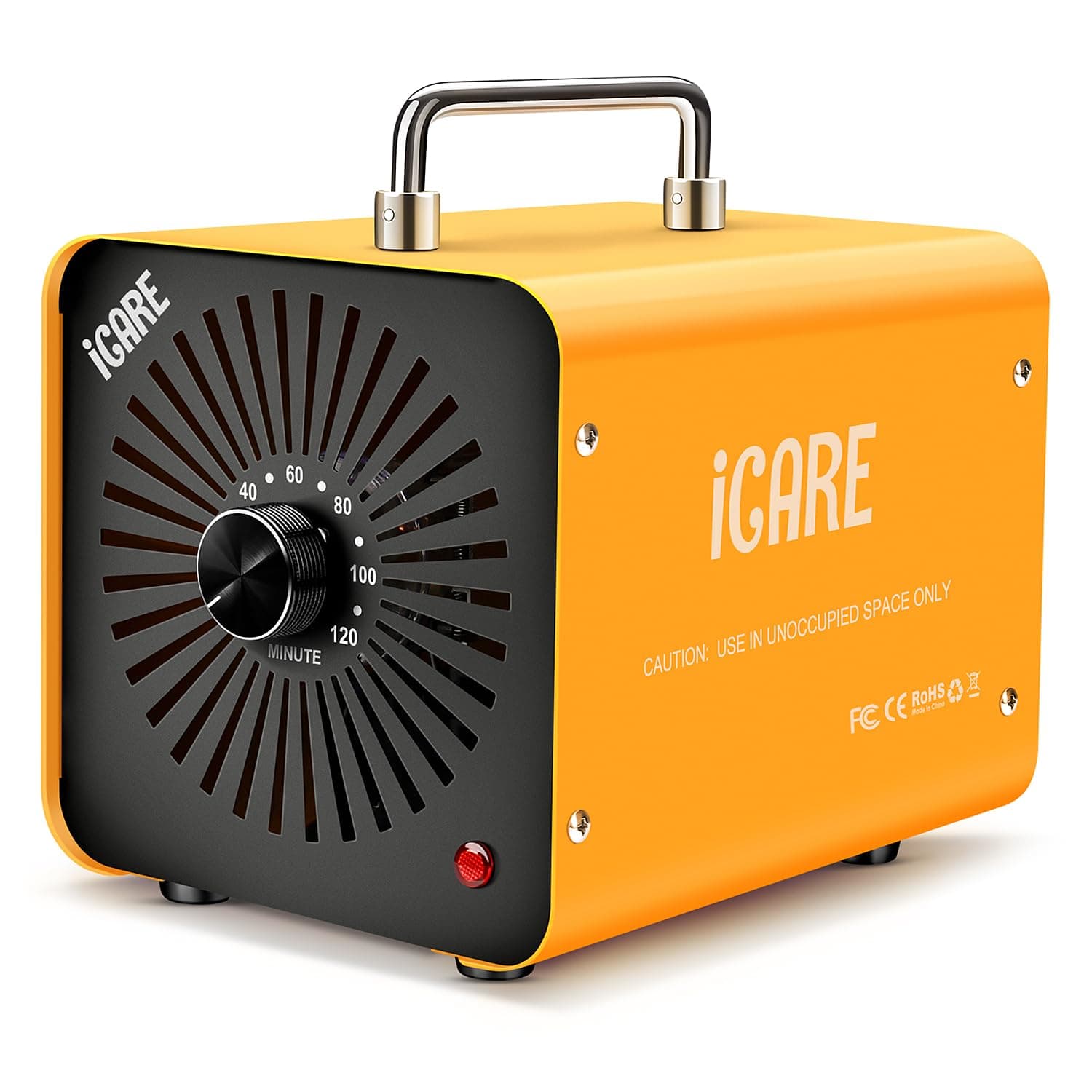 Générateur d'Ozone Domestique 60000 mg/h, Machine à Ozone pour Purification de l'Air et Élimination des Odeurs Dispositif d'Ozone Portable O3 pour Bureau, Salle de Bain, Maison, Voiture Jaune