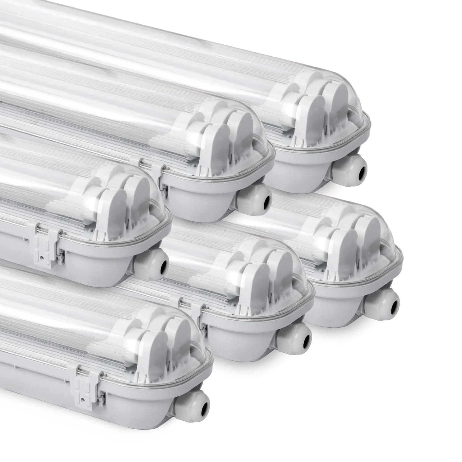 Daromigo Lot de 6 luminaires LED 150 cm 2 x 24 W 4800 lm Blanc froid 6500 K Double tube LED T8 Étanche IP65 Lampe d'atelier pour garage, cave
