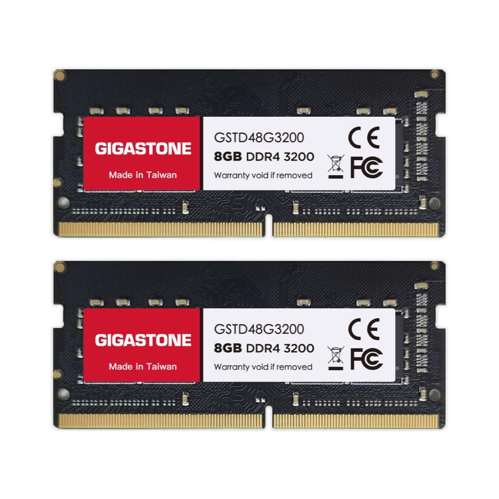 【DDR4 RAM Mise à Niveau pour Portable】 GIGASTONE 16Go Kit(2x8Go) DDR4 3200MHz(2933MHz Or 2666MHz) PC4-25600(PC4-23400/21300) CL22 1.2V SODIMM 260pin UnbuffeRouge Non ECC Mémoire Haute Performance