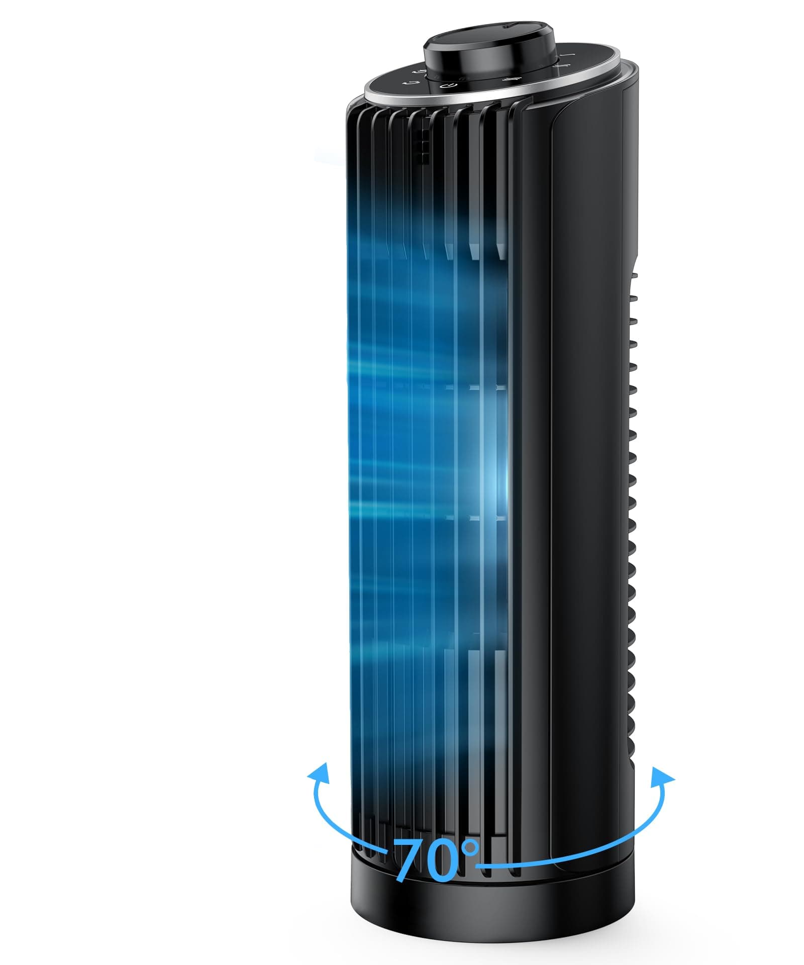 PNTCK ventilador torre 33cm ventilador de mesa, 3 Velocidades, Rotación de 70°,Velocidad de 7m/s, silencioso, portatil, para Dormitorio Oficina Escritorio Cocina