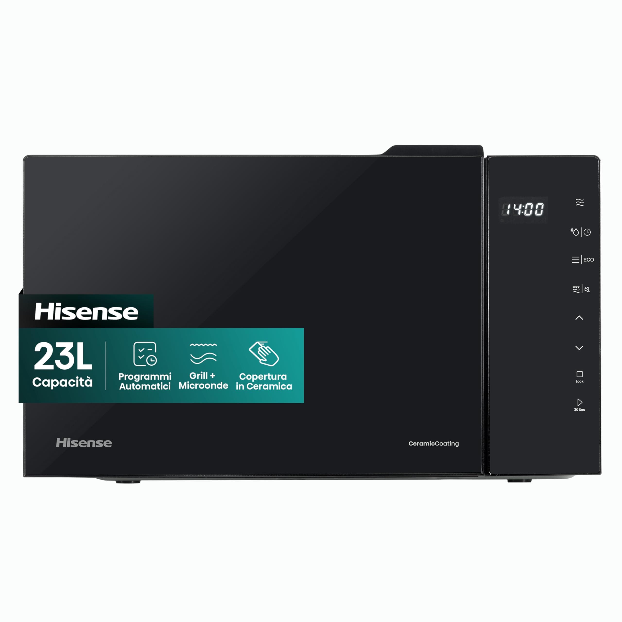 Hisense Microonde H23MOBS5HG4, cavità 23L, apertura porta a sinistra, display LED touch, 8 funzioni, 800W