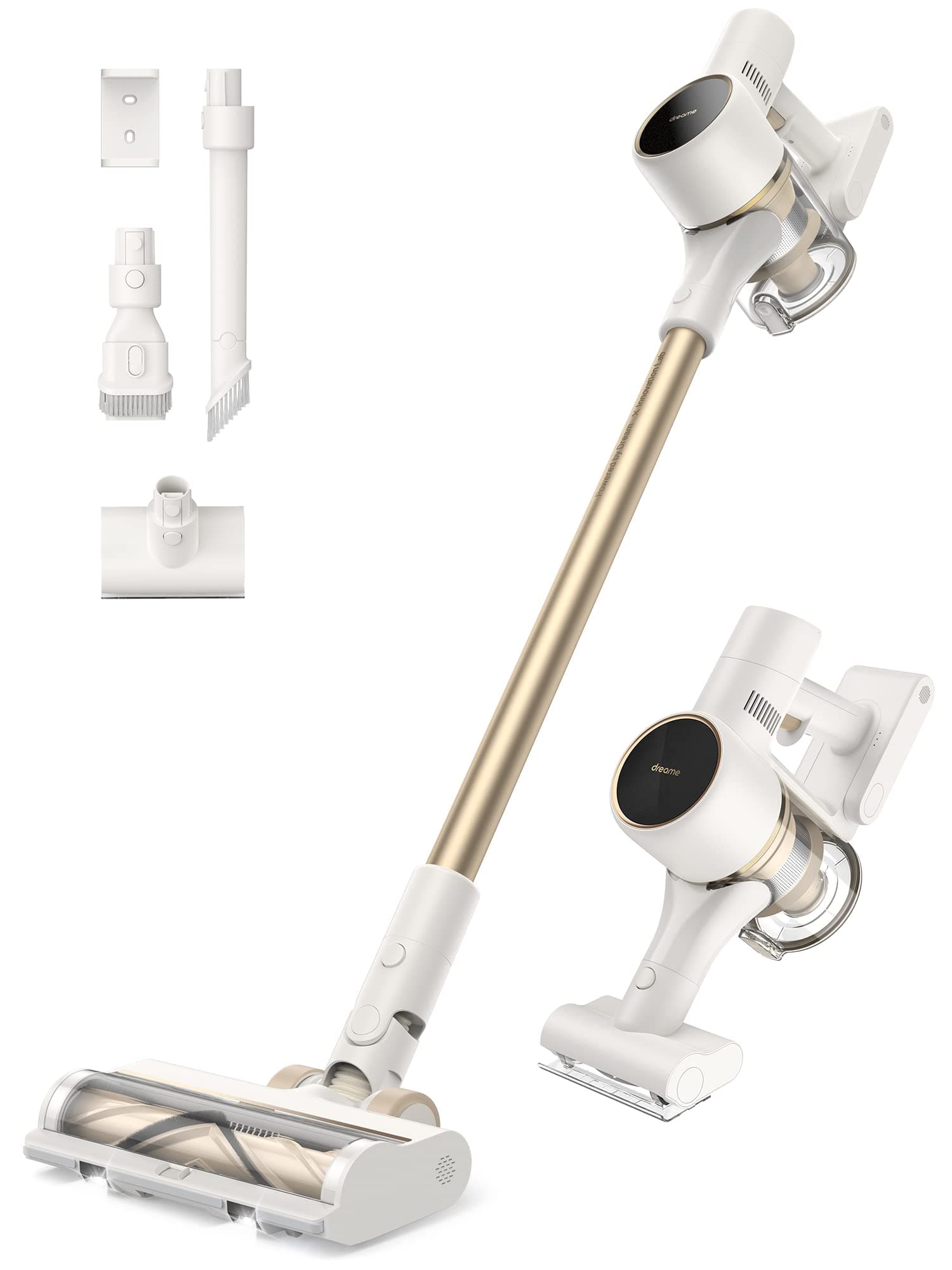 DREAME R10 Aspirapolvere senza fili, 20,000PA/120AW Aspirazione Potente, Filtrazione, Autonomia 60 Minuti, Spazzola Multi-Superficie con Luci LED, Leggero, Pulizia della Casa, Peli di Animali, Tappeti