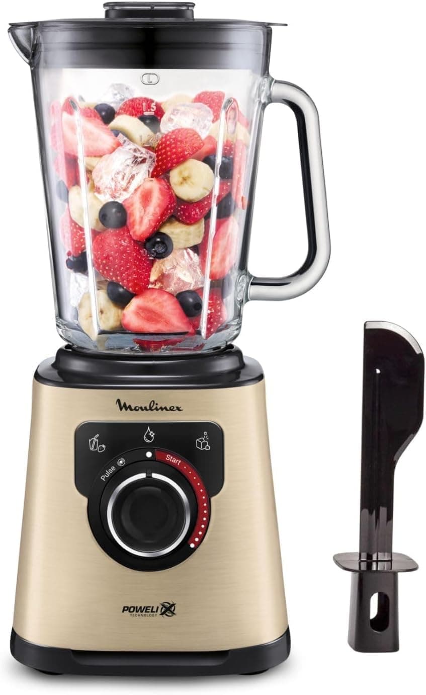 Moulinex Perfect Mix, Batidora de vaso 1200 W, Cuchillas Powelix de alta eficiencia, Capacidad 2 L, Sistema de refrigeración, Ideal para batidos, licuados y cocktails, Tritura hielo, Autoclean, LM871A