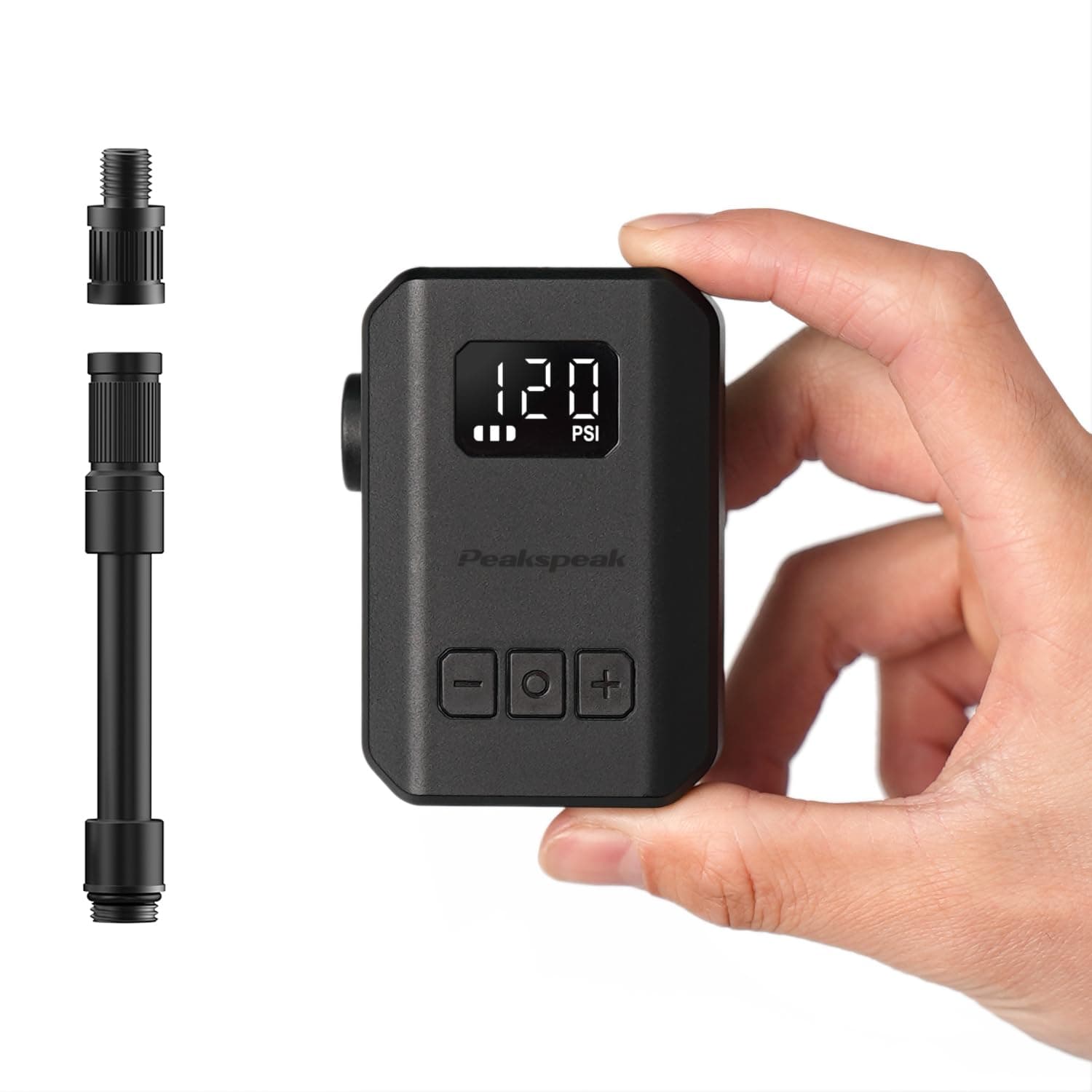 Peakspeak Mini Pompa Elettrica Bici AS260PRO, 120 PSI pompa bicicletta portatile con manometro e arresto automatico, ricaricabile USB-C, gonfiaggio preciso per valvole Presta/Schrader